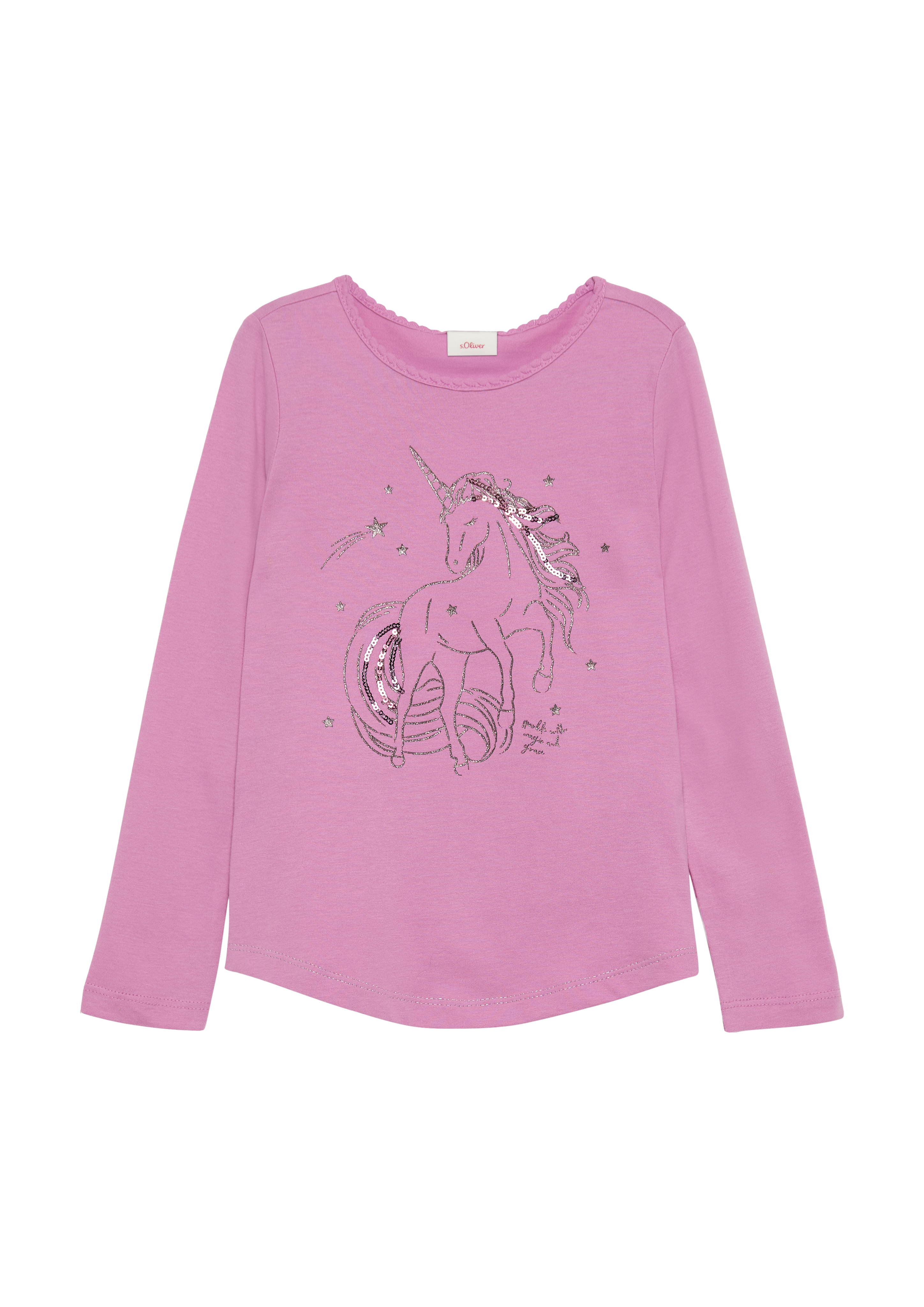 s.Oliver - Longsleeve mit Glitter-Print und Pailletten, Kinder, Rosa