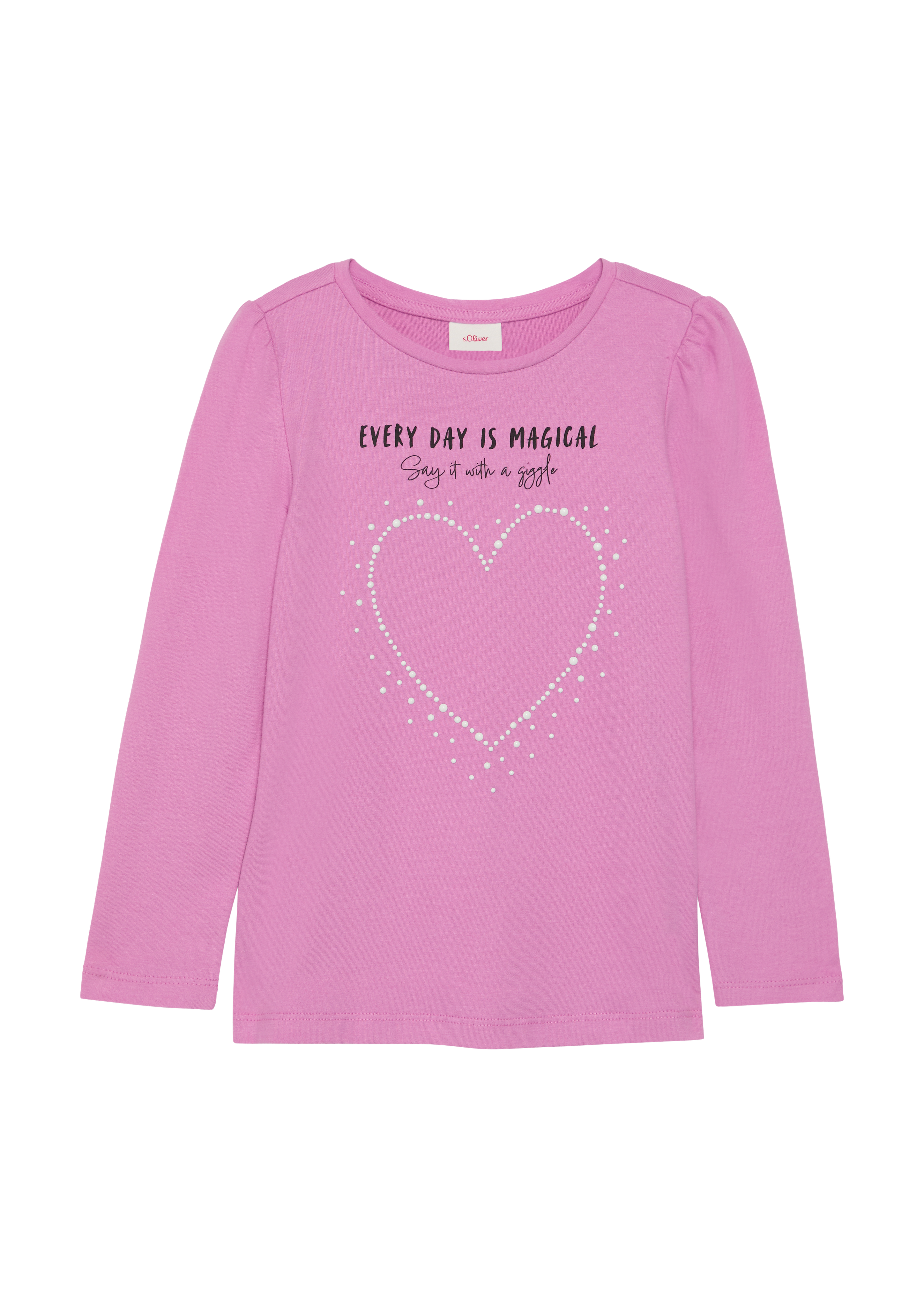 s.Oliver - Print-Shirt mit Schmucksteinen, Kinder, Rosa