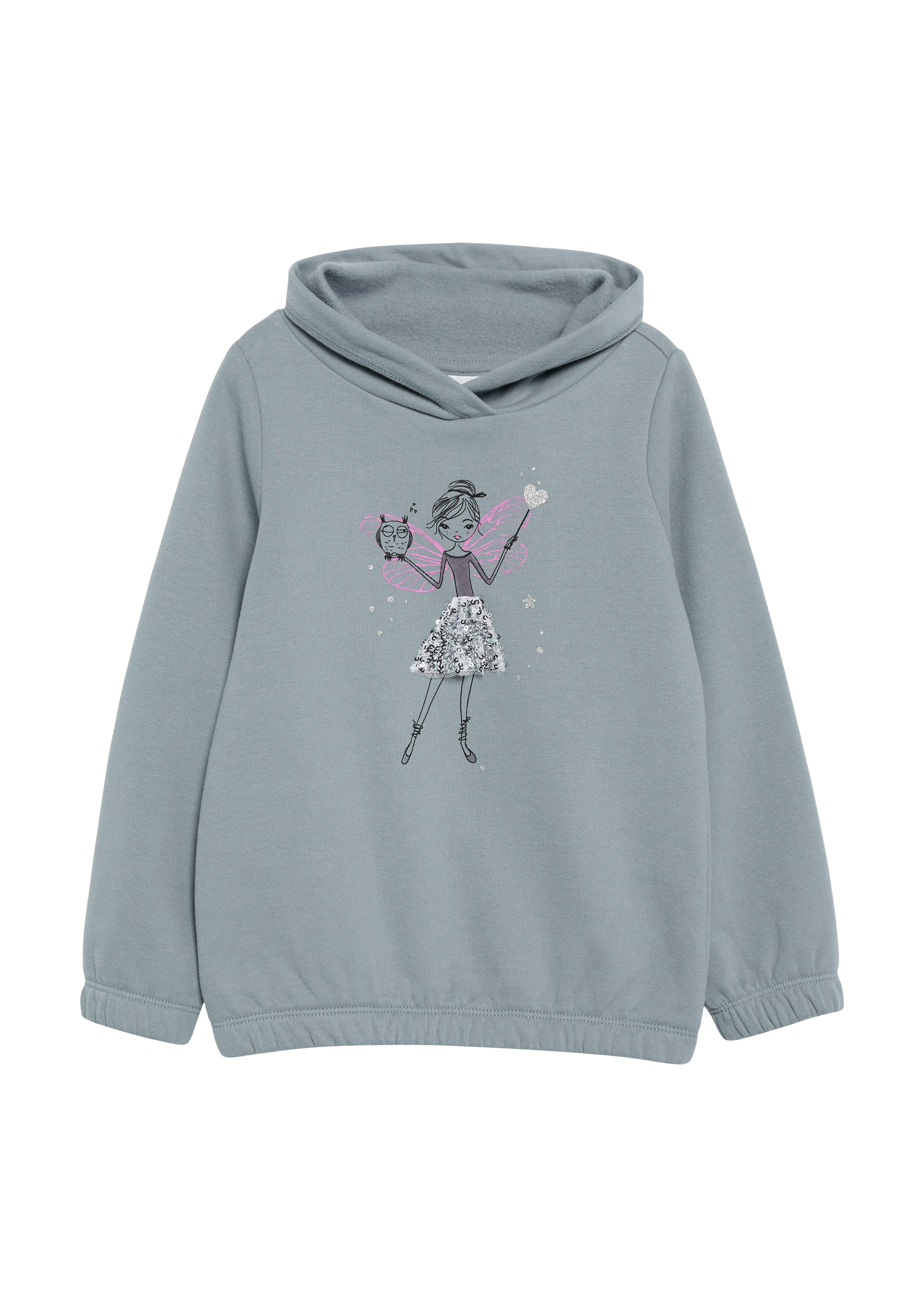 s.Oliver - Wärmendes Sweatshirt mit Schalkragen und Glitzer-Artwork, Kinder, blau