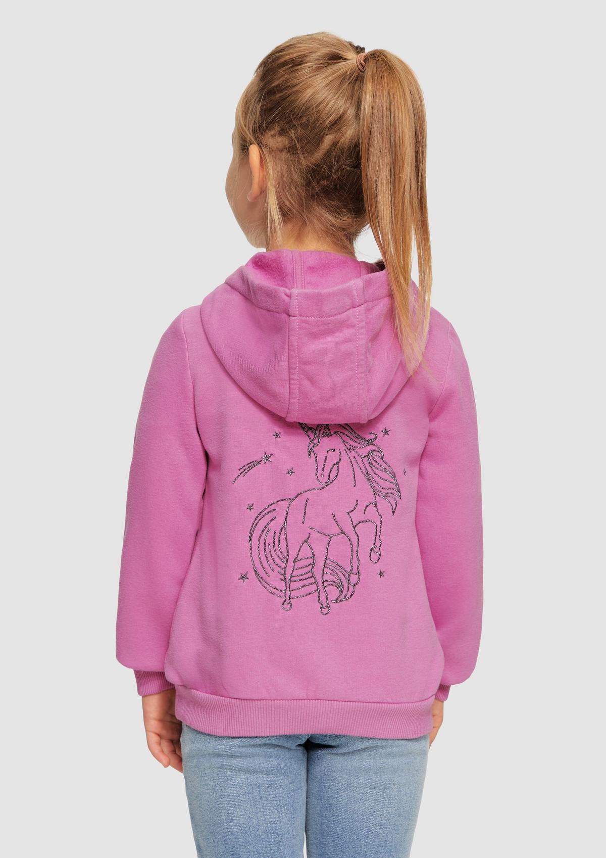 Wärmender Hoodie mit GlitzerStickerei auf Front und Rücken pink s