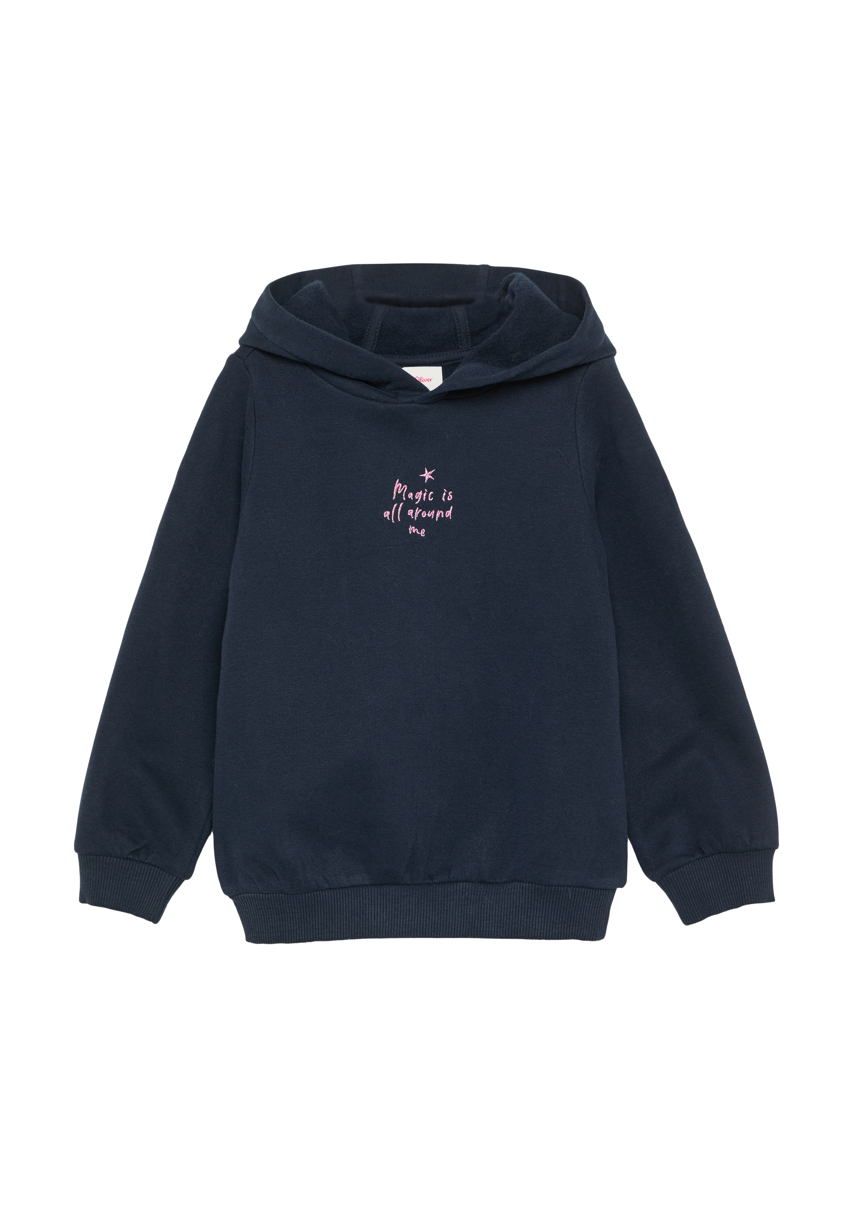 Thumbnail - s.Oliver - Wärmender Hoodie mit Glitzer-Stickerei auf Front und Rücken, Kinder, blau