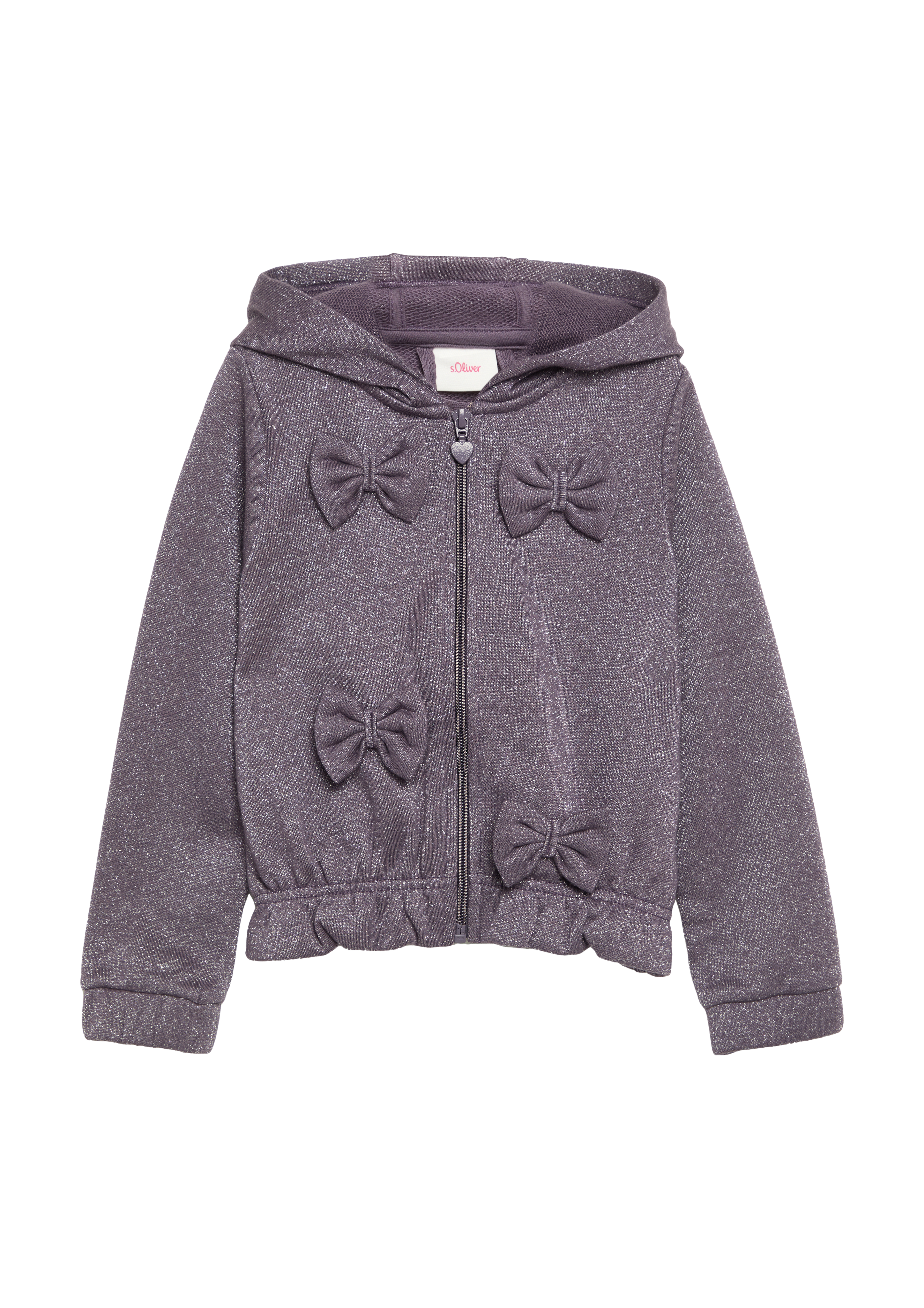 s.Oliver - Sweatjacke mit Schleifendetails und Glitzergarn, Kinder, lila