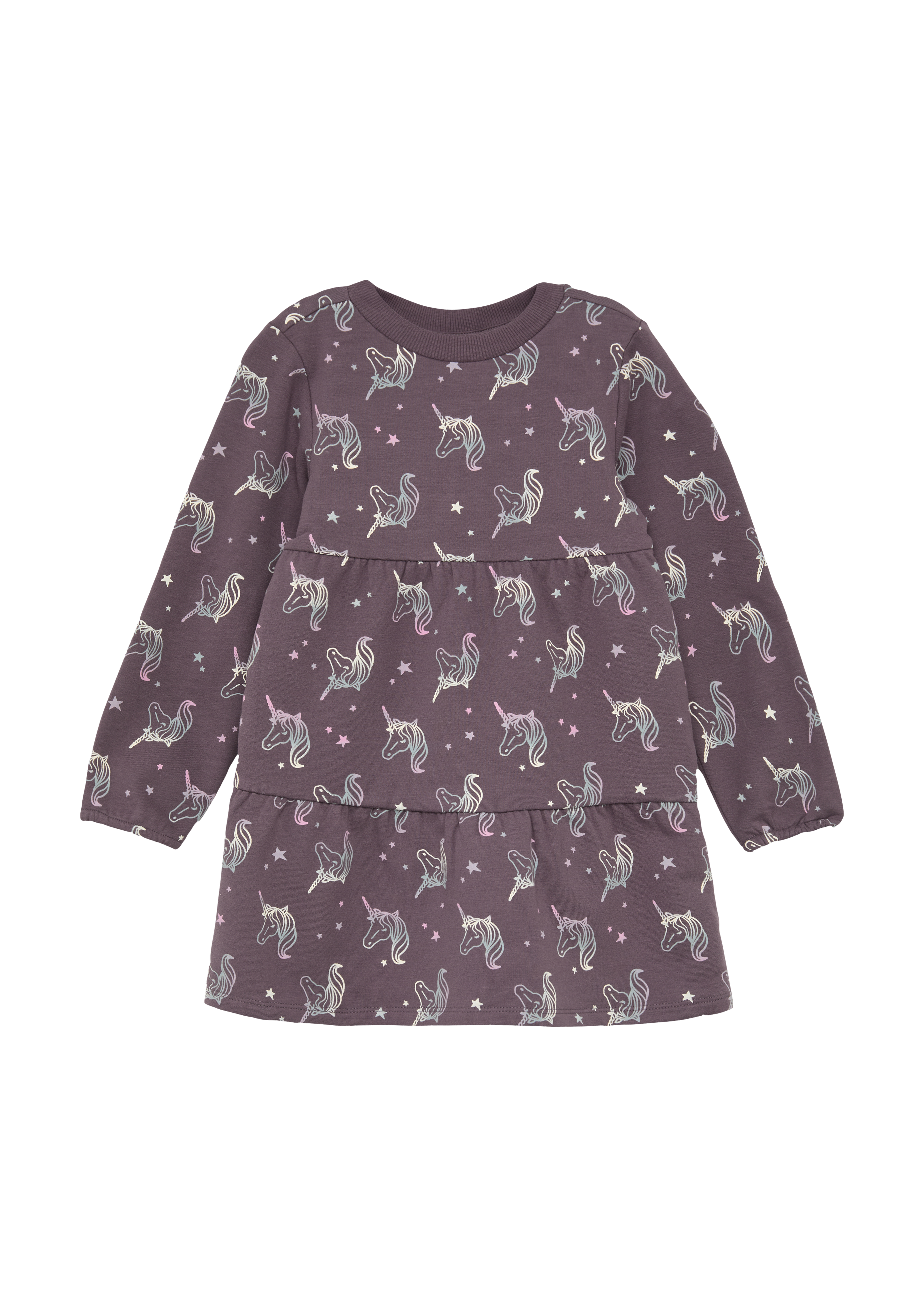 s.Oliver - Weiches Sweat-Kleid mit All-over-Print, Kinder, lila