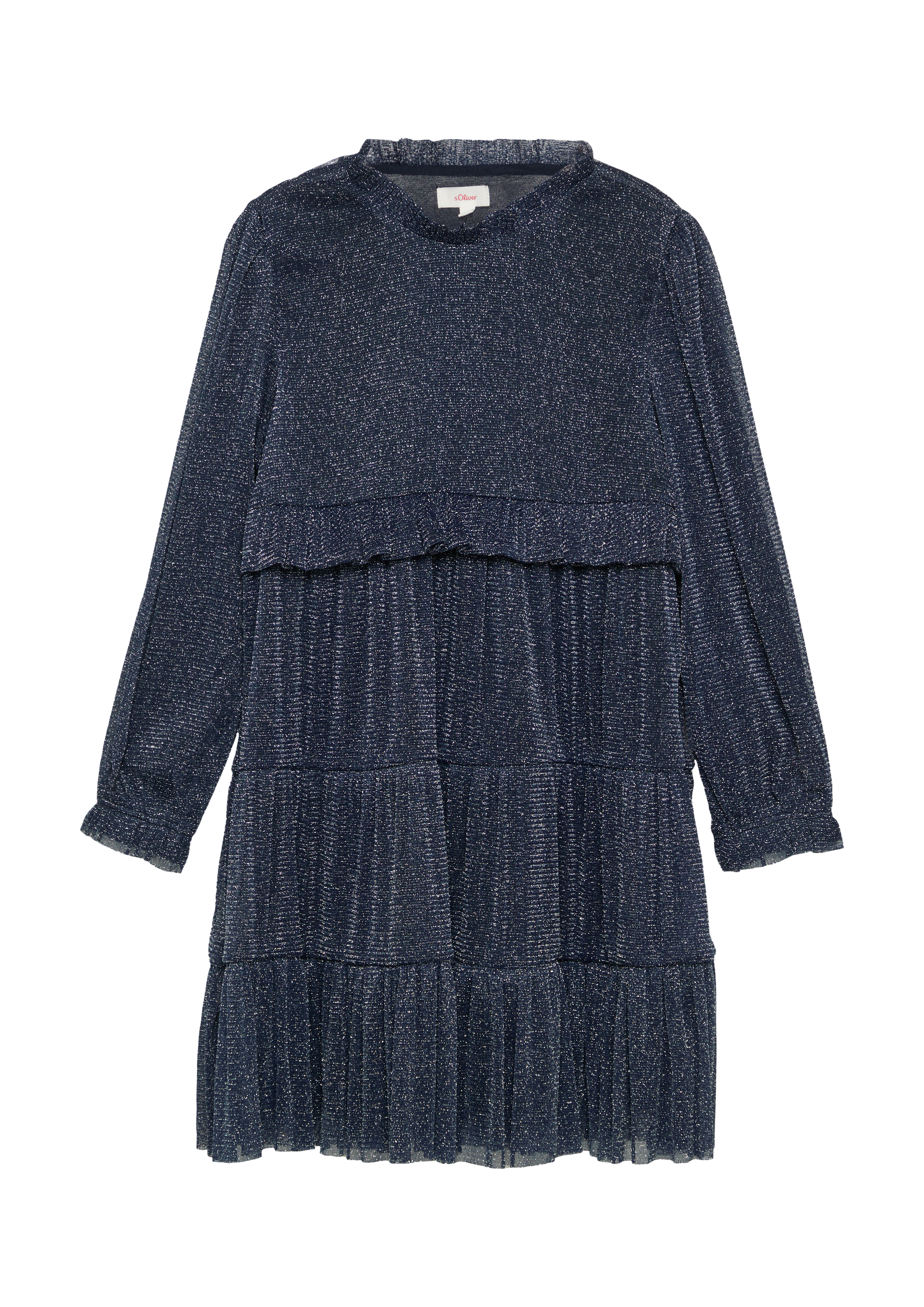 s.Oliver - Gefüttertes Mesh-Kleid mit Glitzergarn, Kinder, blau