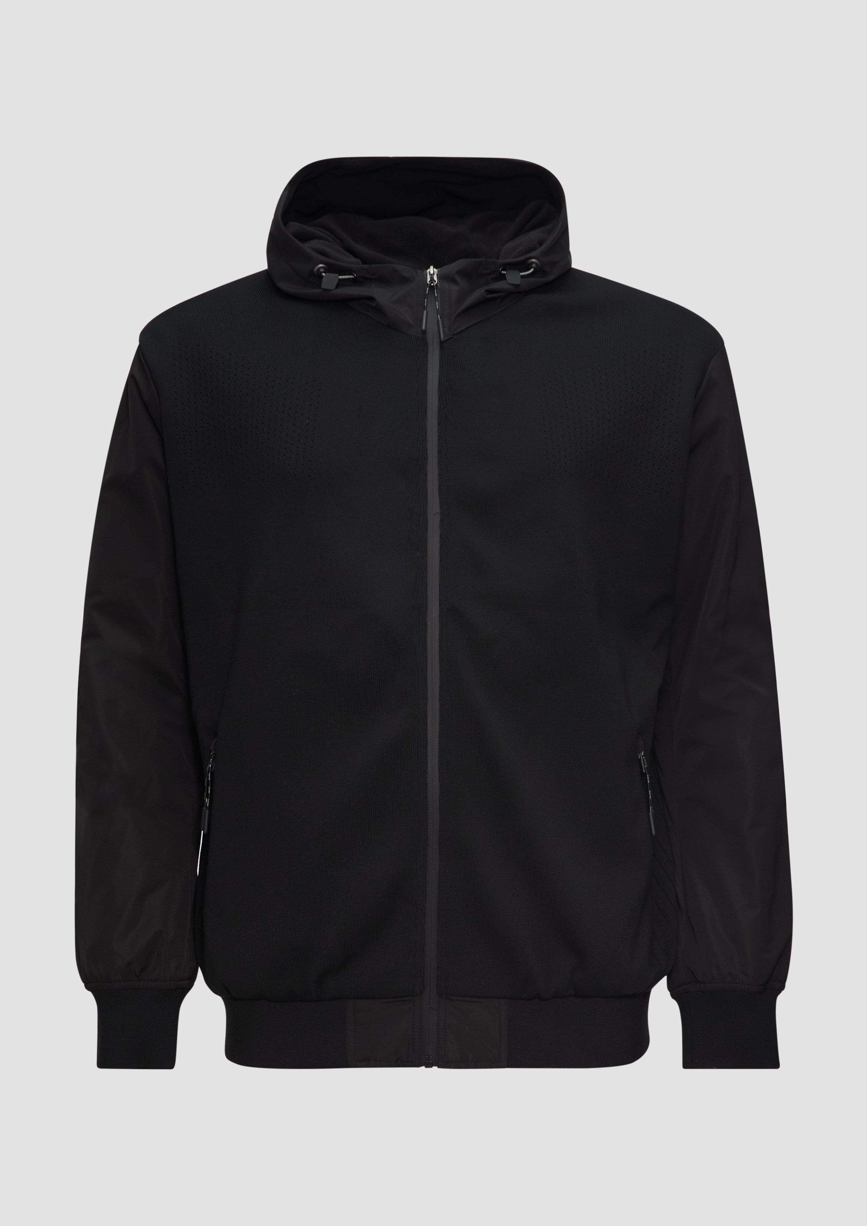 s.Oliver - Jacke mit innovativem Materialmix und Kapuze, Herren, schwarz