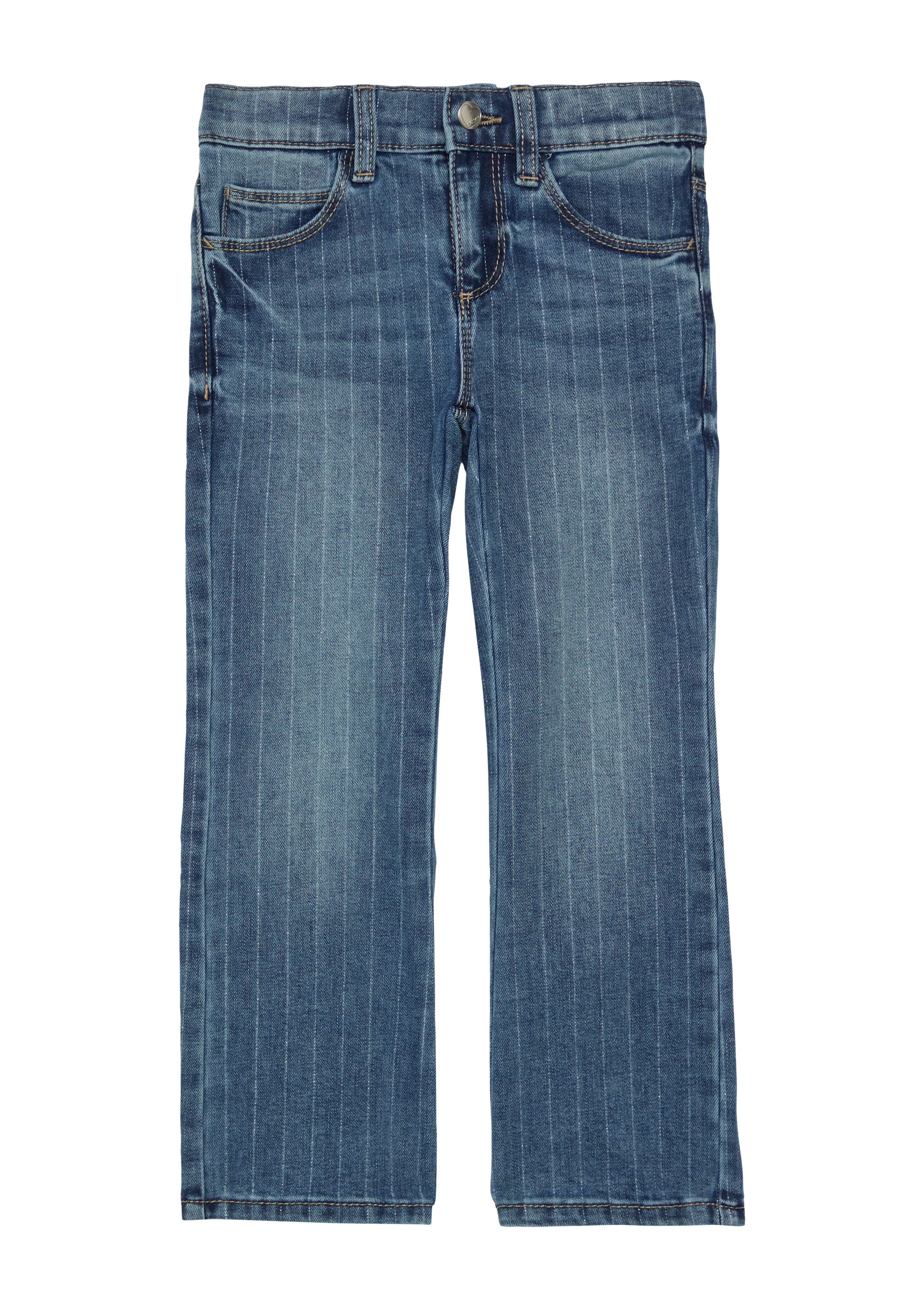 s.Oliver - Jeans Betsy / Regular Fit / Mid Rise / Flared Leg / Glitzer-Nadelstreifen, Kinder, blau