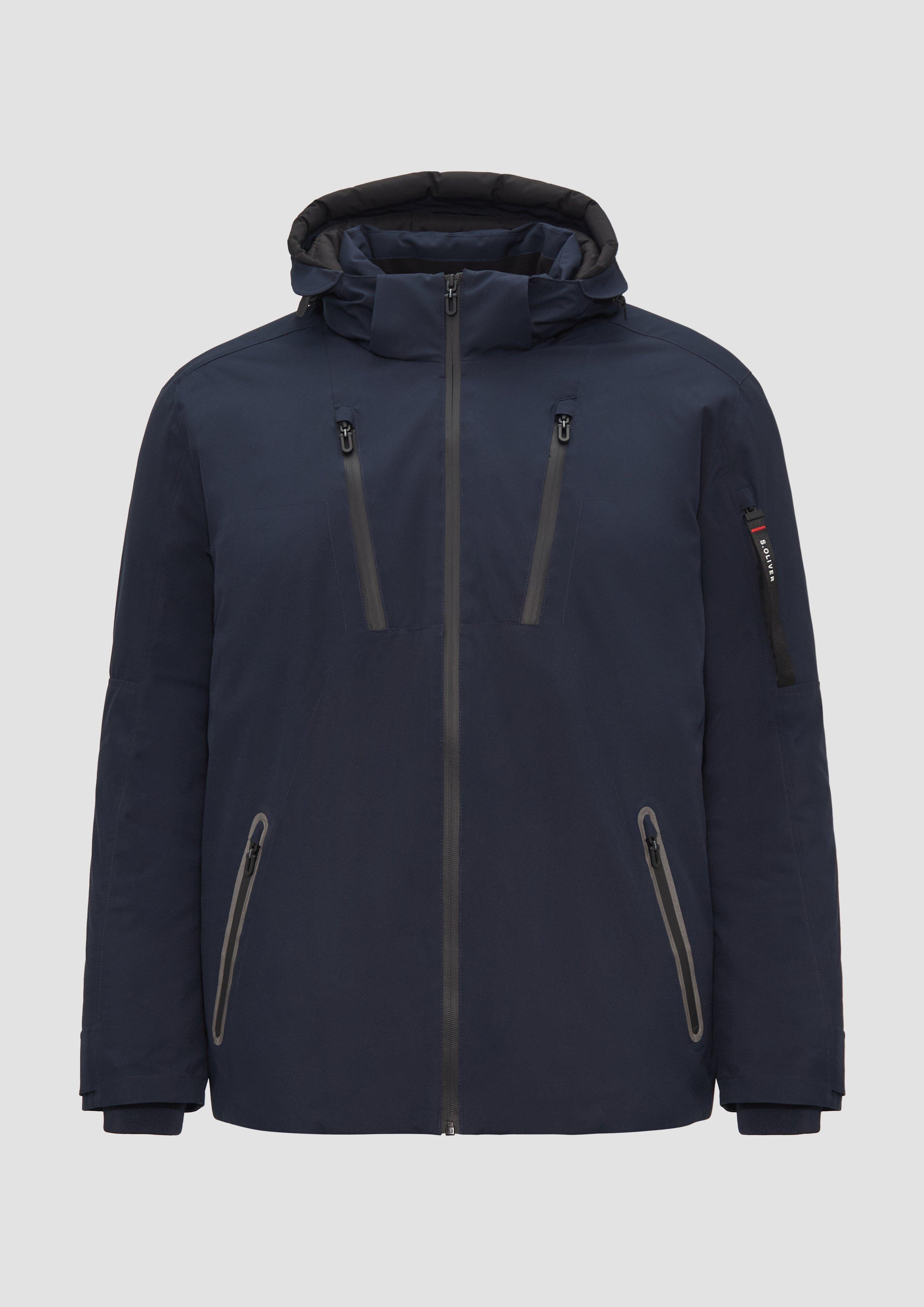 s.Oliver - Wasserabweisende Jacke mit Kapuze und Zip-Details, Herren, blau