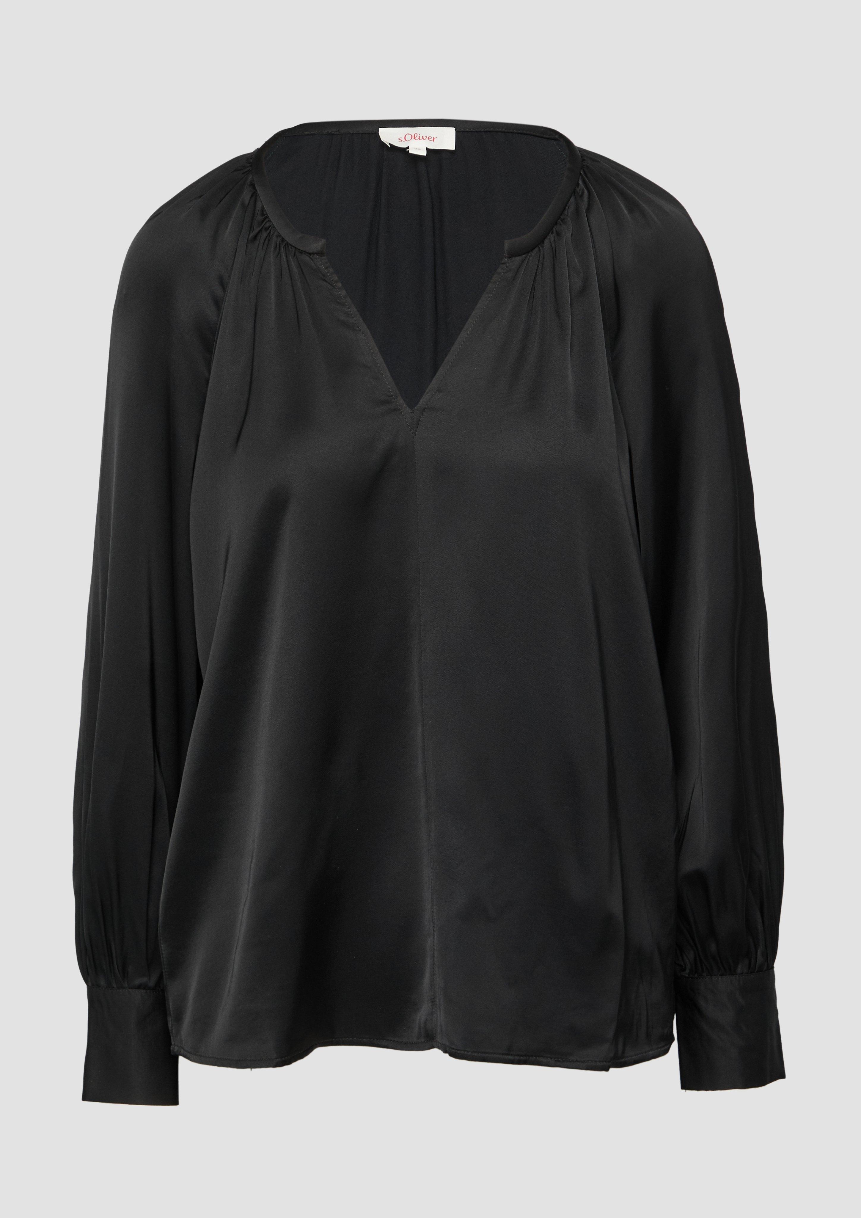 Thumbnail - s.Oliver - Satinbluse im Relaxed Fit, Damen, schwarz