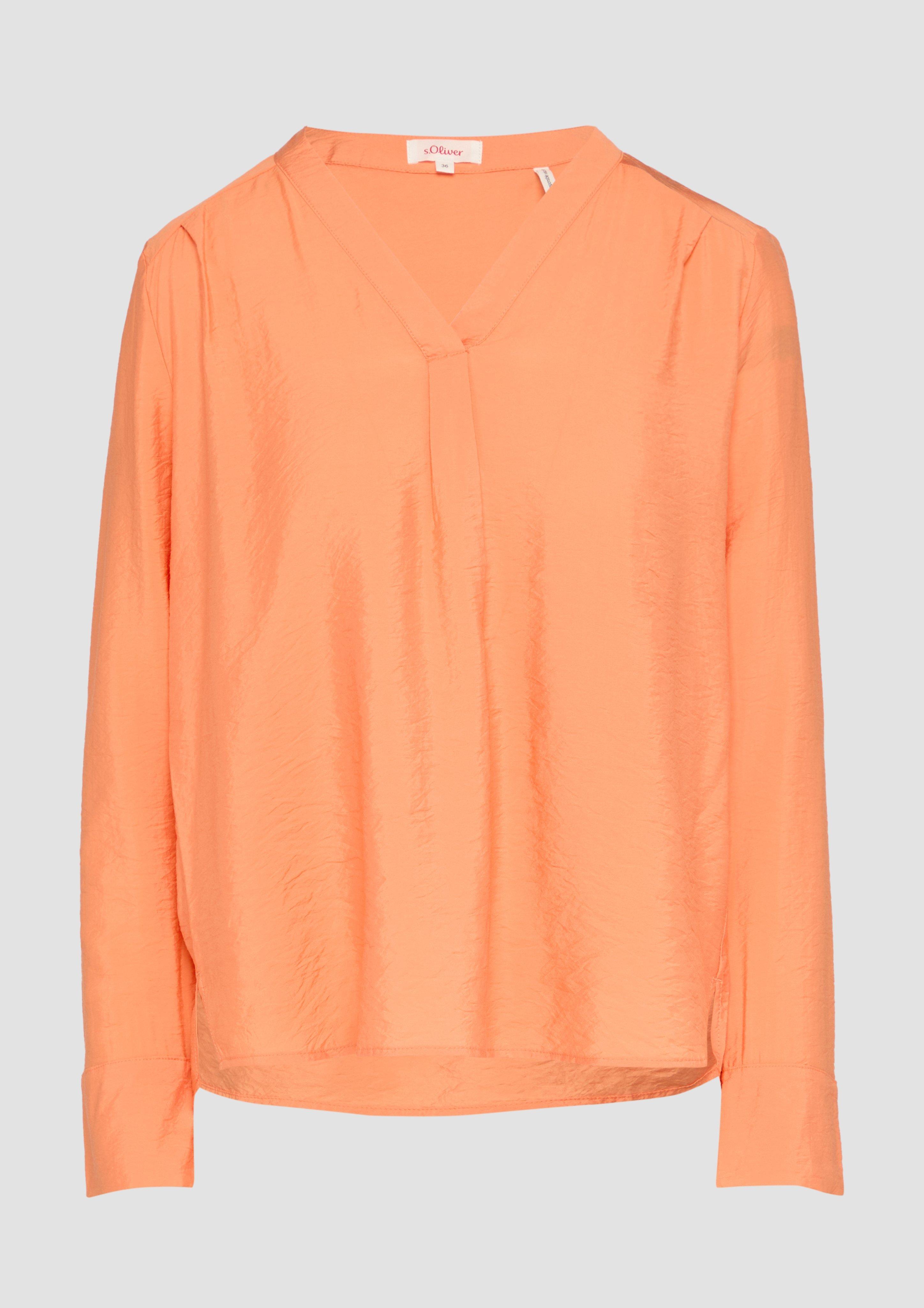 s.Oliver - Strukturierte Bluse mit V-Ausschnitt, Damen, Orange