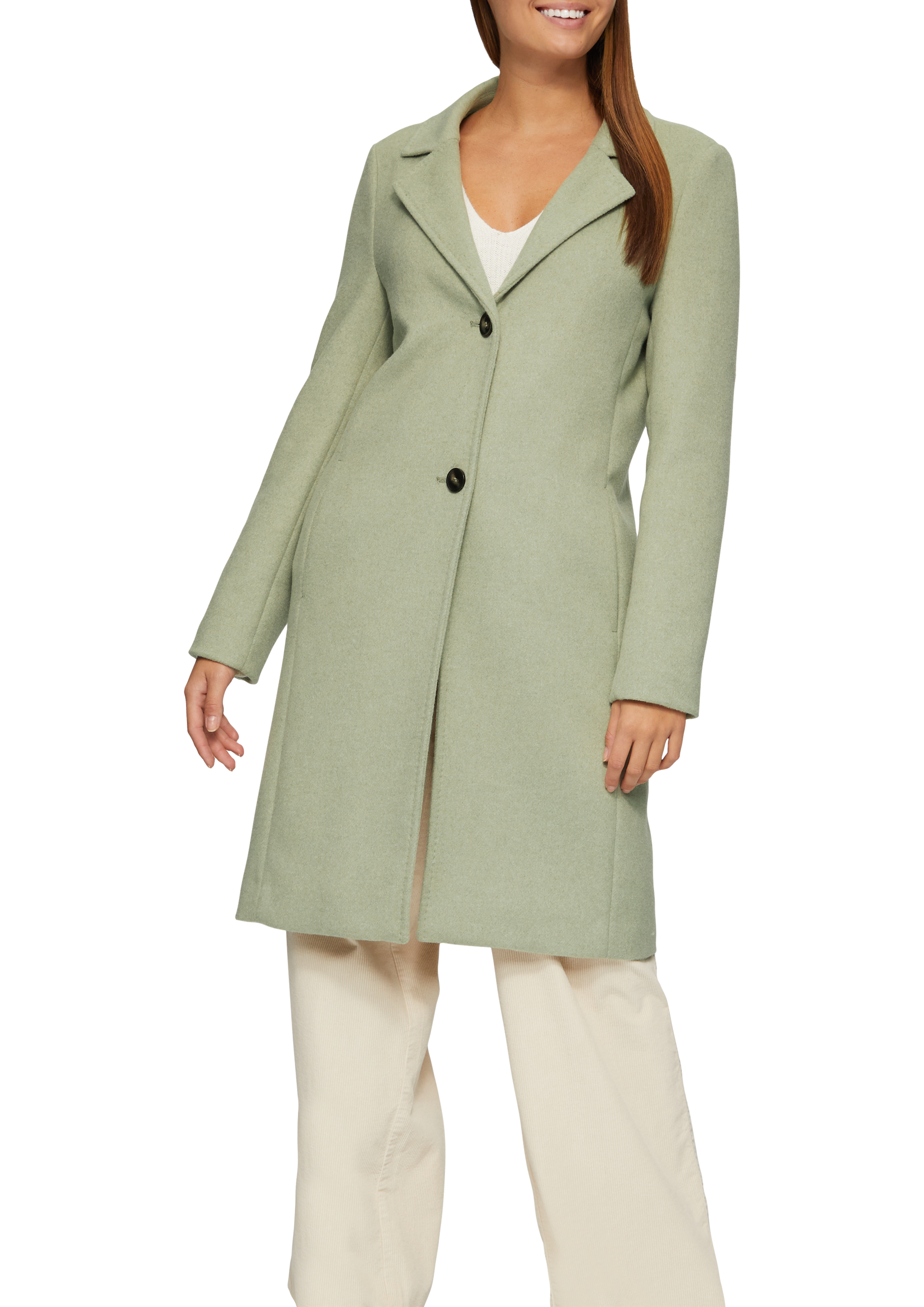 Weicher Wollmantel mit Reverskragen Grün - Main Image