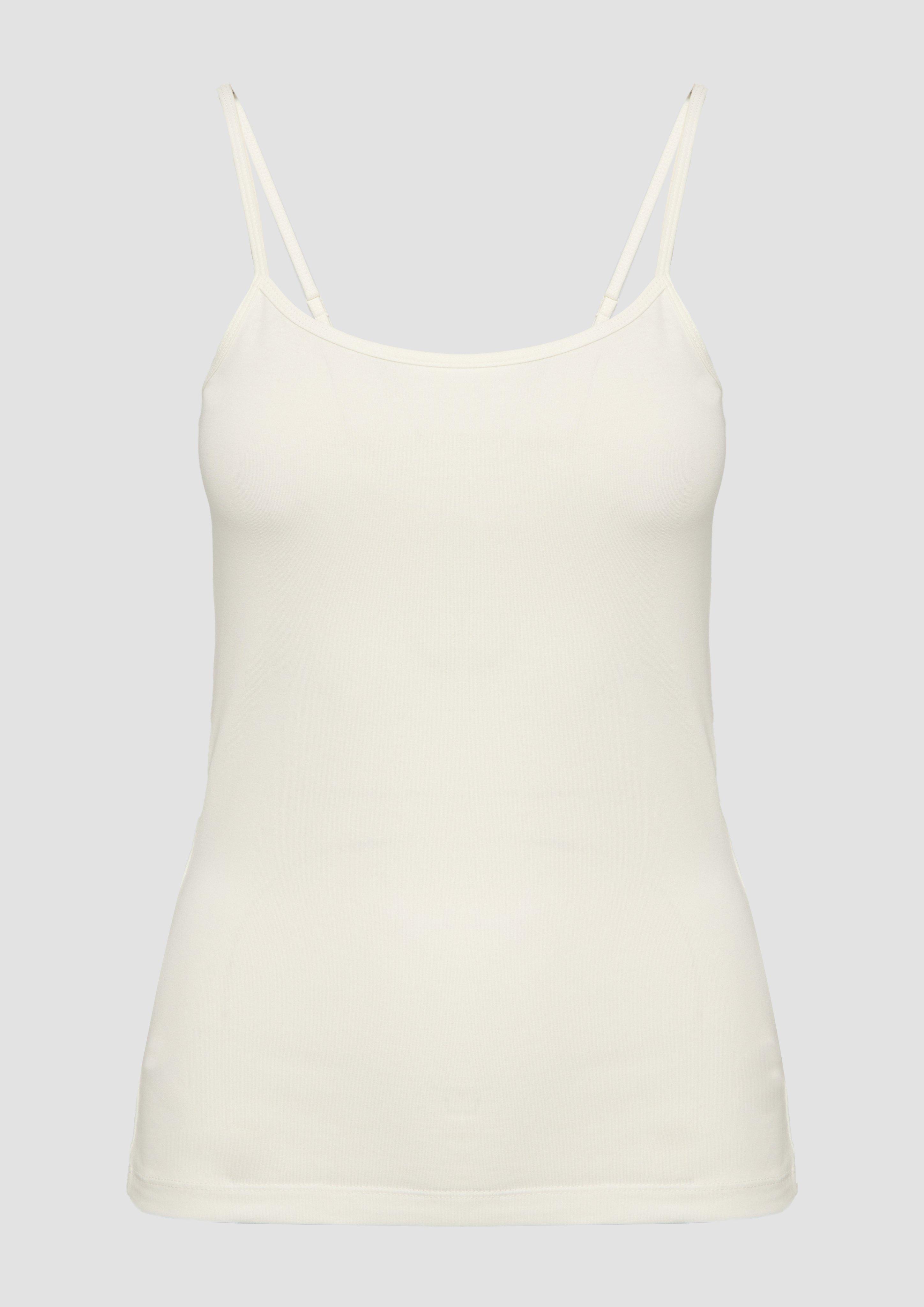 s.Oliver - Spaghettiträger-Top aus Baumwollstretch im Slim Fit, Damen, creme