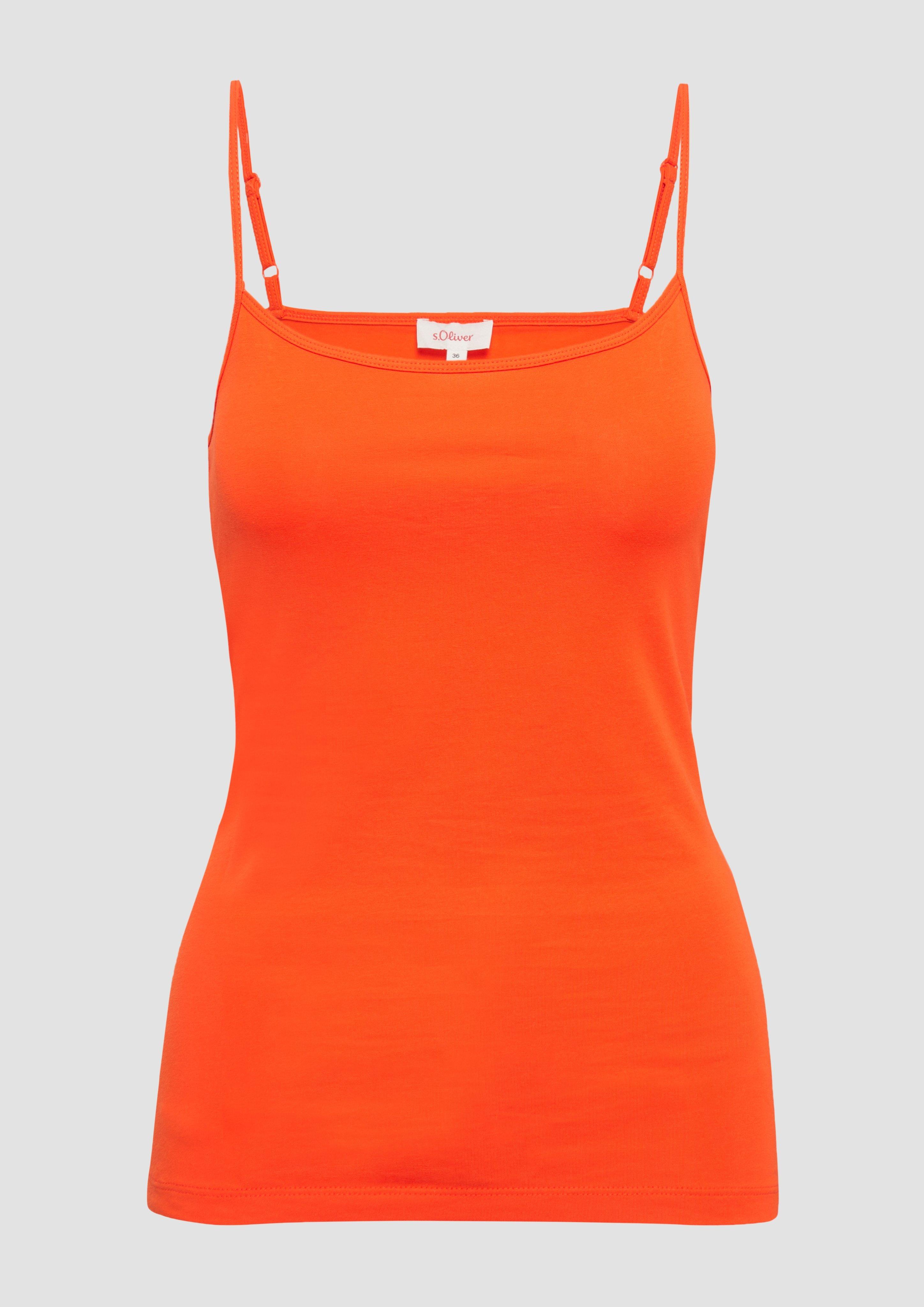 s.Oliver - Spaghettiträger-Top aus Baumwollstretch im Slim Fit, Damen, Orange