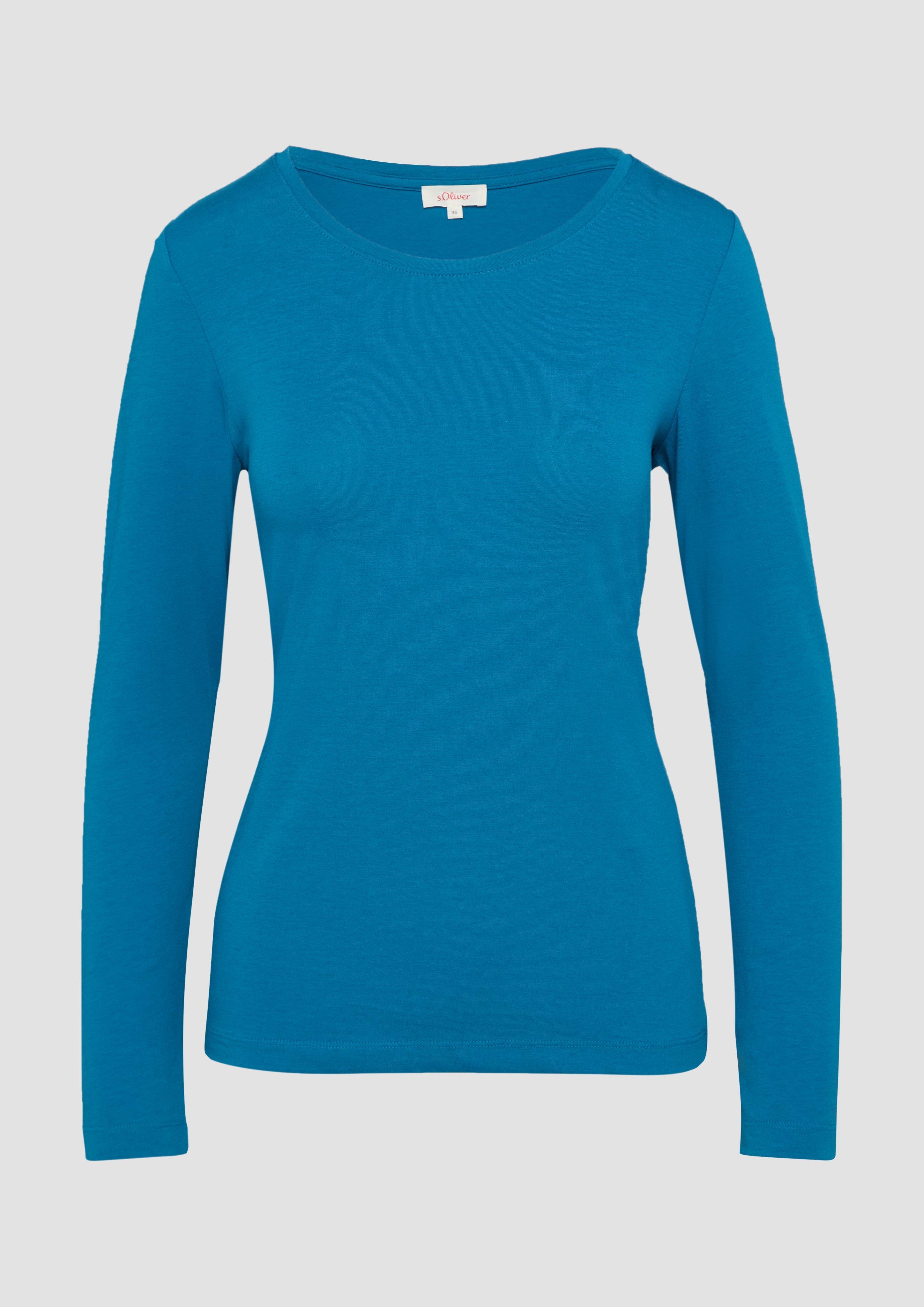 s.Oliver - Longsleeve aus Baumwollstretch, Damen, Blau