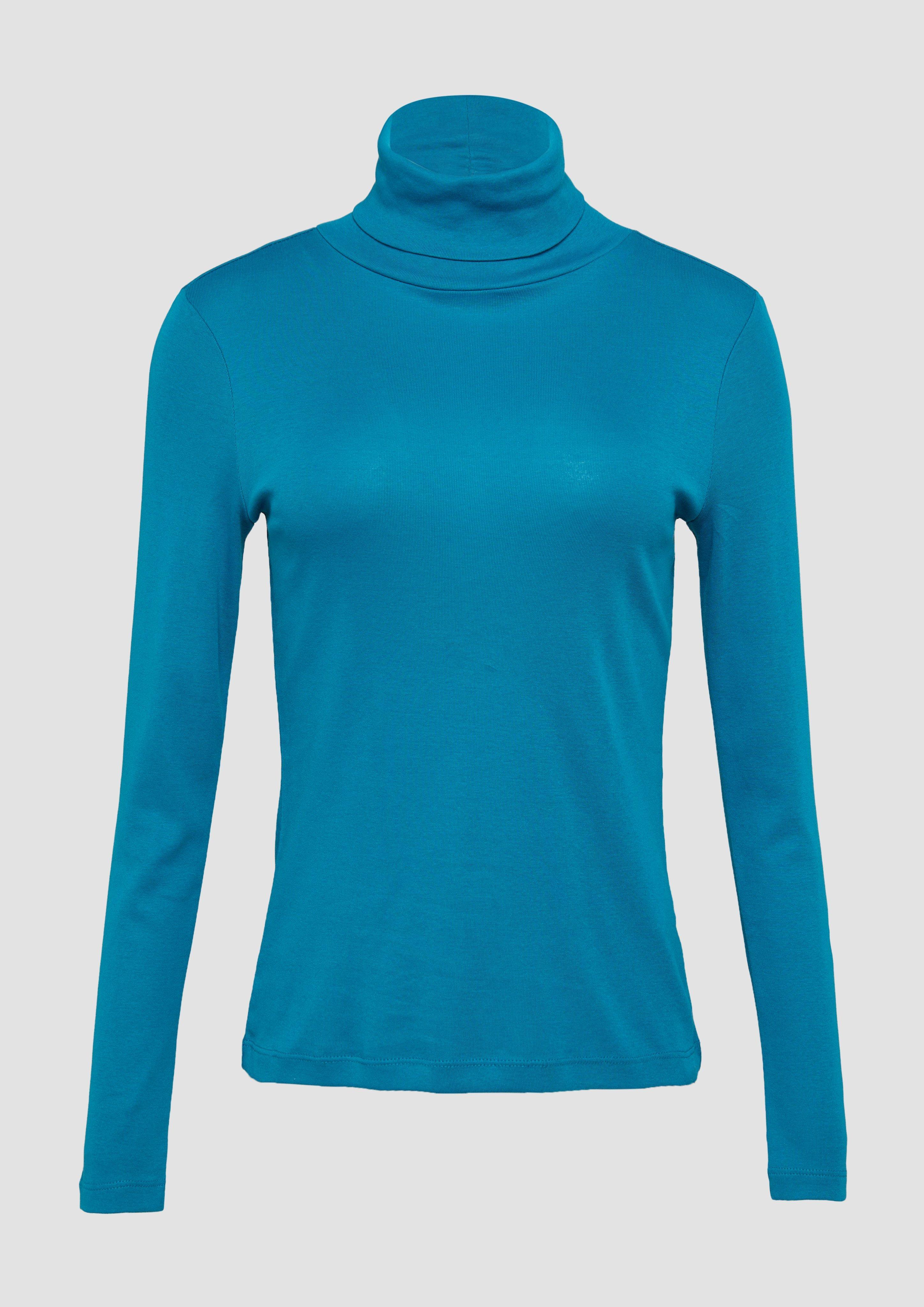 s.Oliver - Elastisches Langarmshirt mit Rollkragen, Damen, Blau