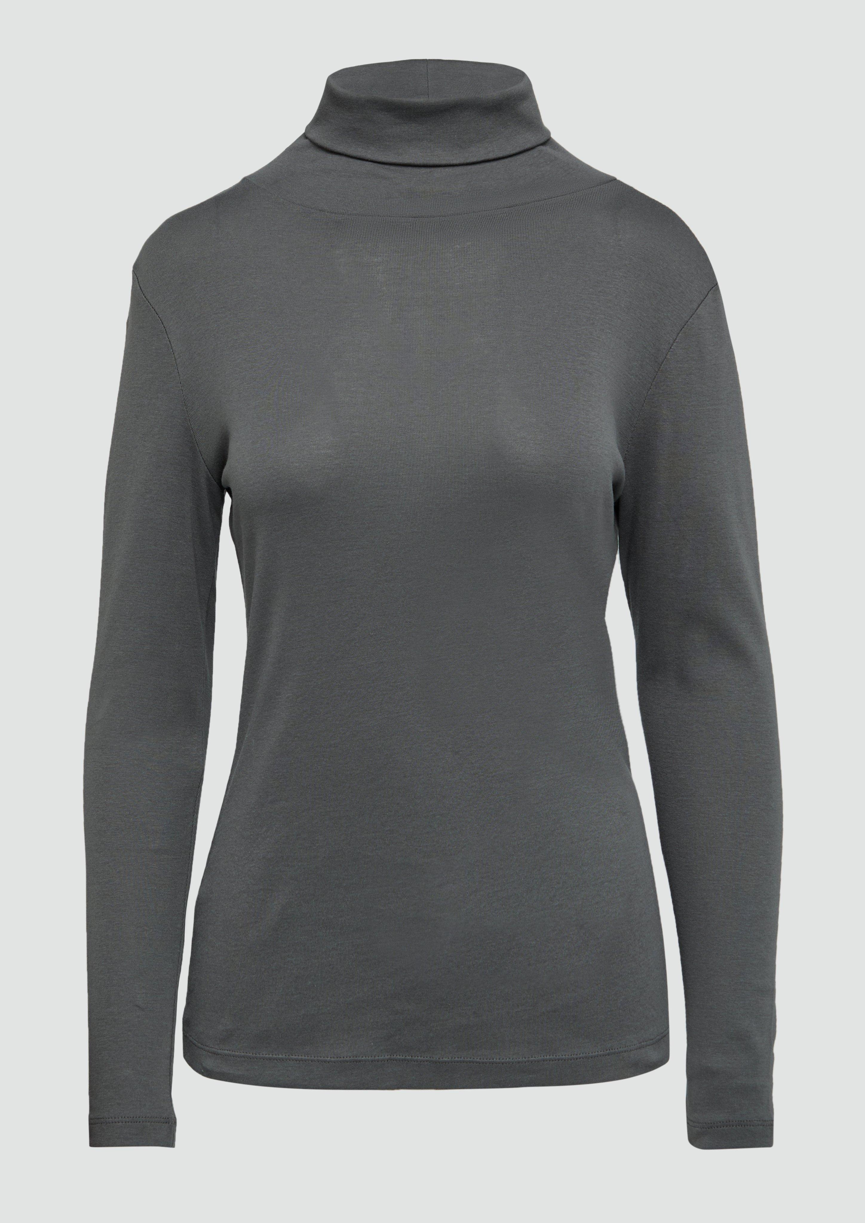 s.Oliver - Elastisches Langarmshirt mit Rollkragen, Damen, grau