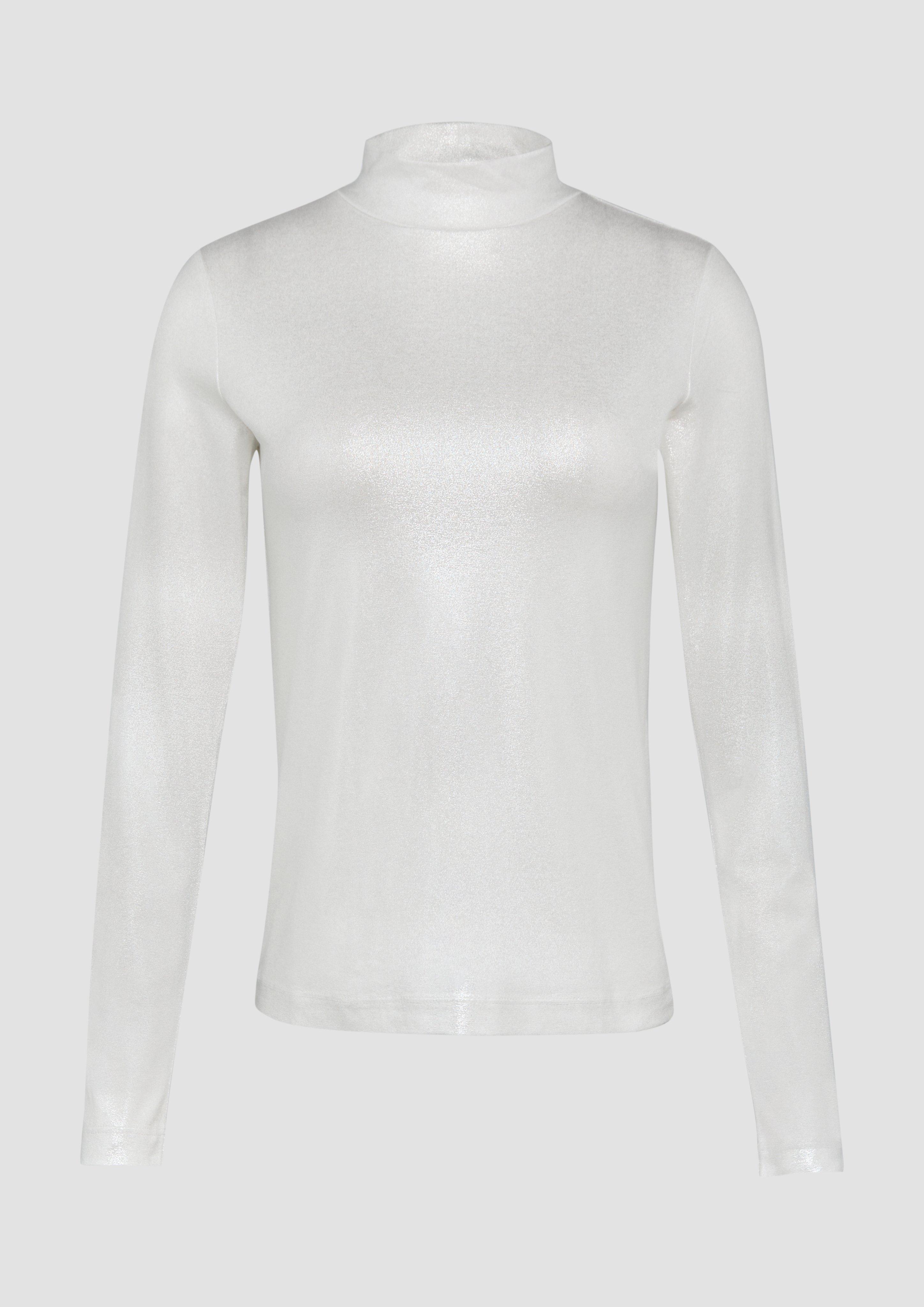 s.Oliver - Schmal geschnittenes Langarmshirt aus Viskosemix, Damen, silber