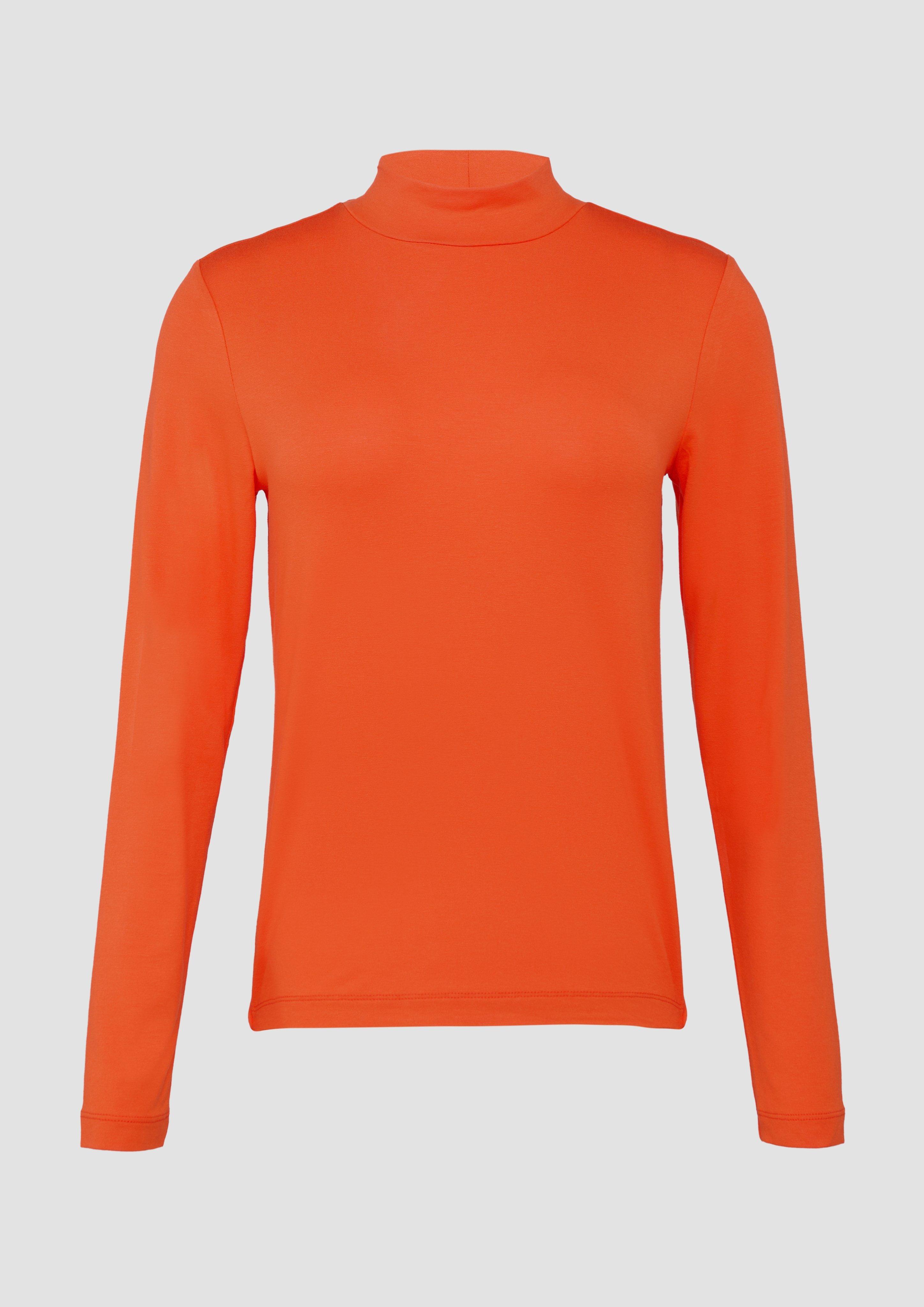 s.Oliver - Schmal geschnittenes Langarmshirt aus Viskosemix, Damen, Orange