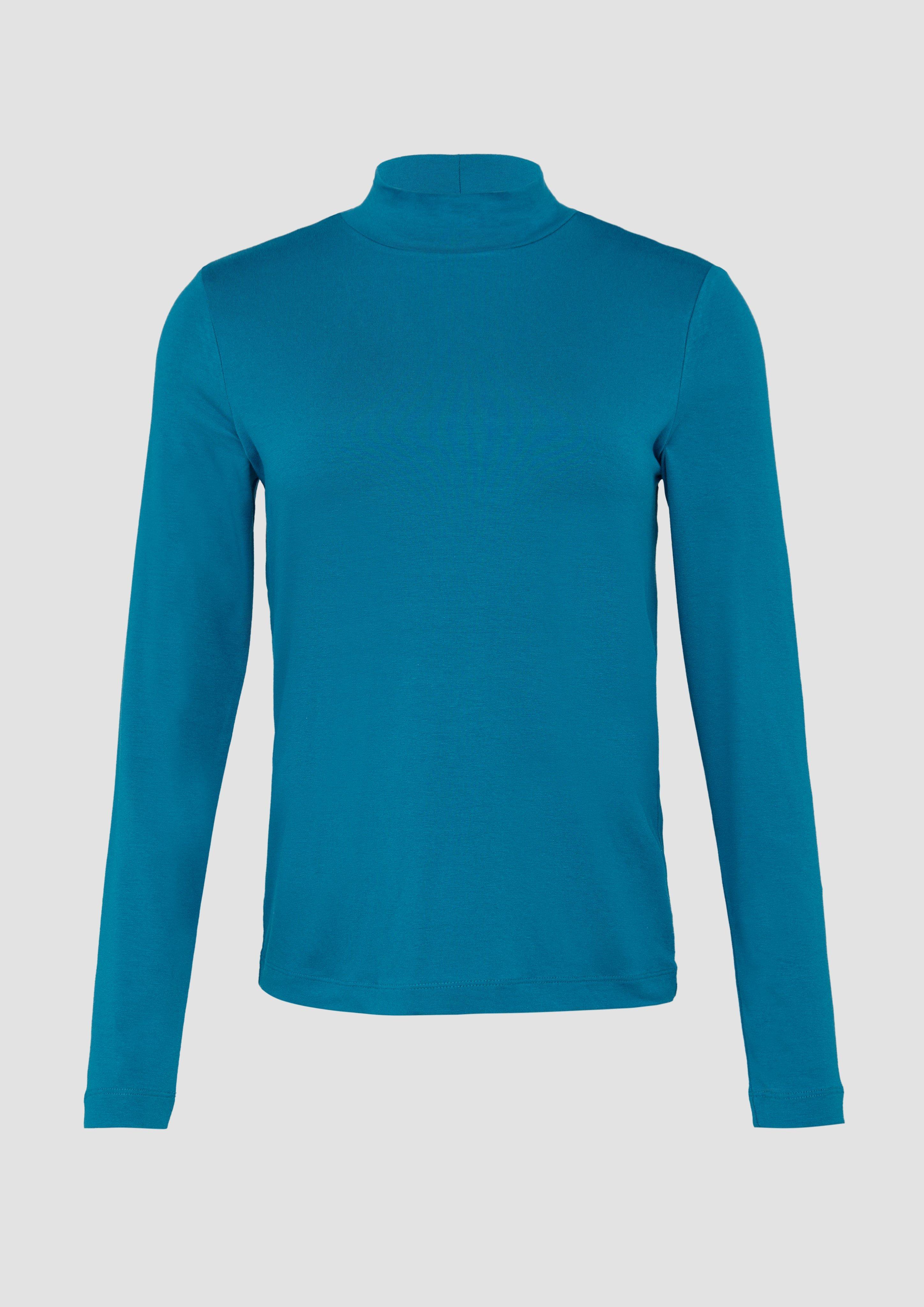 s.Oliver - Schmal geschnittenes Langarmshirt aus Viskosemix, Damen, Blau