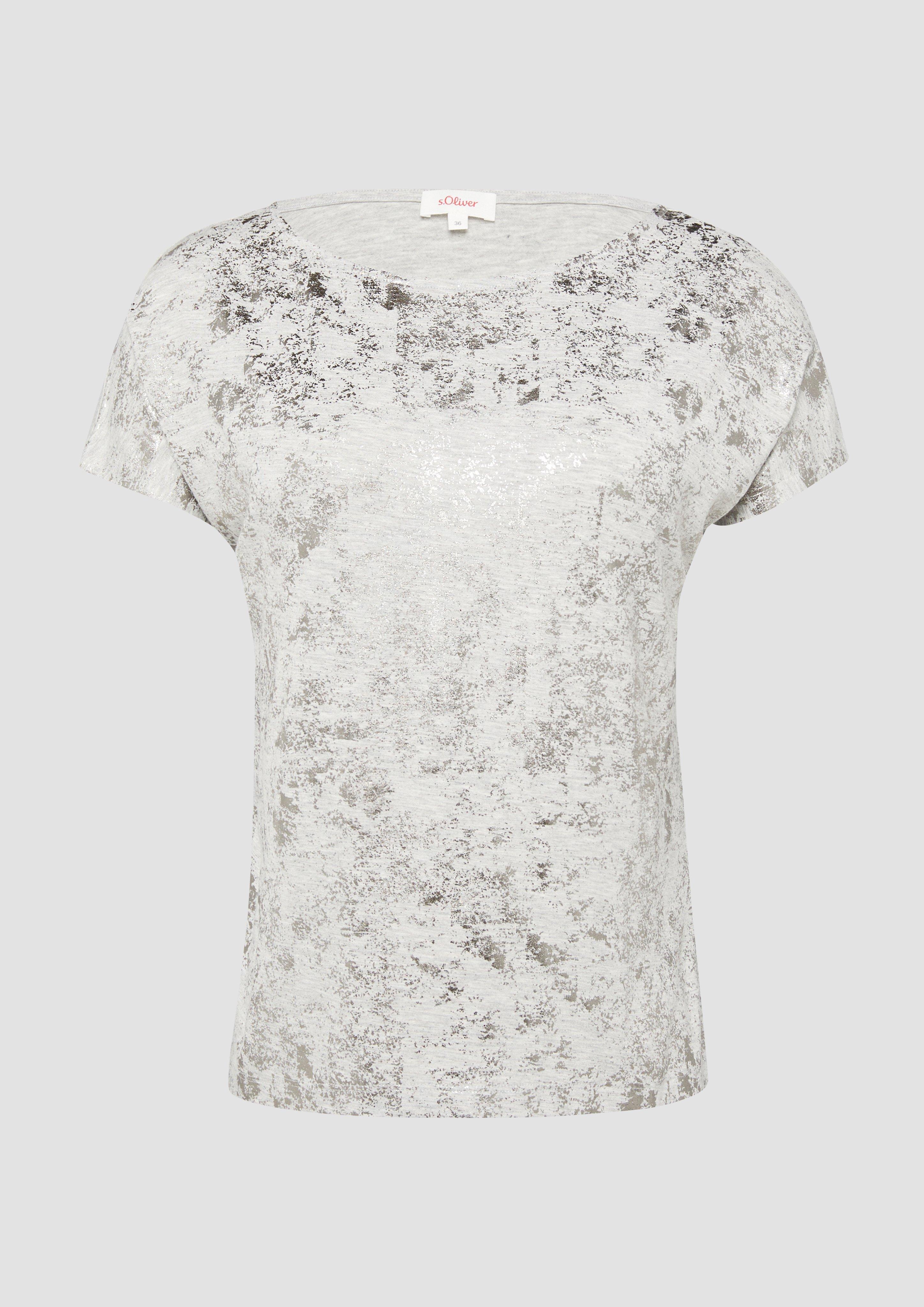 Thumbnail - s.Oliver - Fließendes T-Shirt aus Viskosemix mit Metallic-Print, Damen, grau