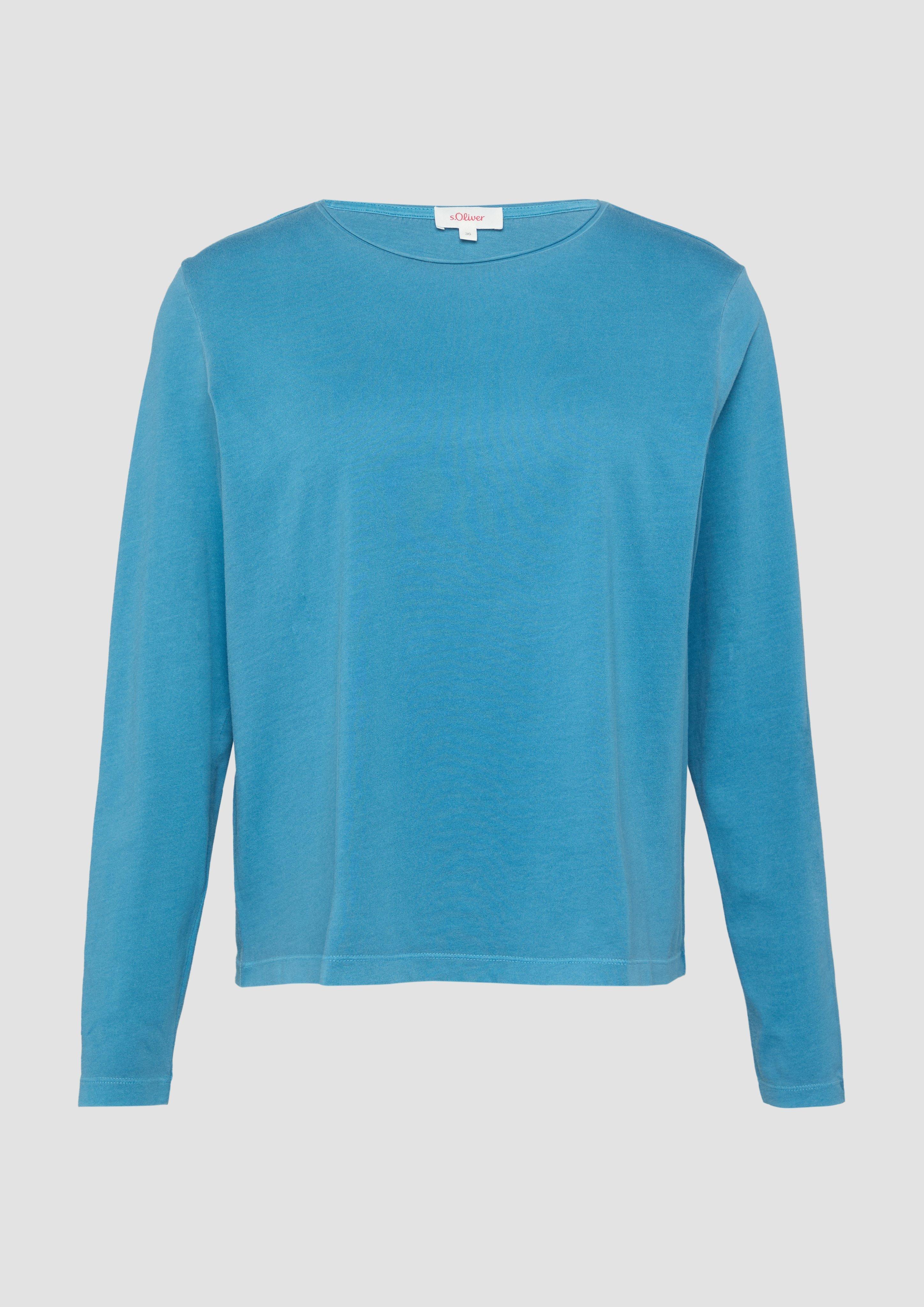 s.Oliver - Longsleeve mit Garment Dye, Damen, Blau