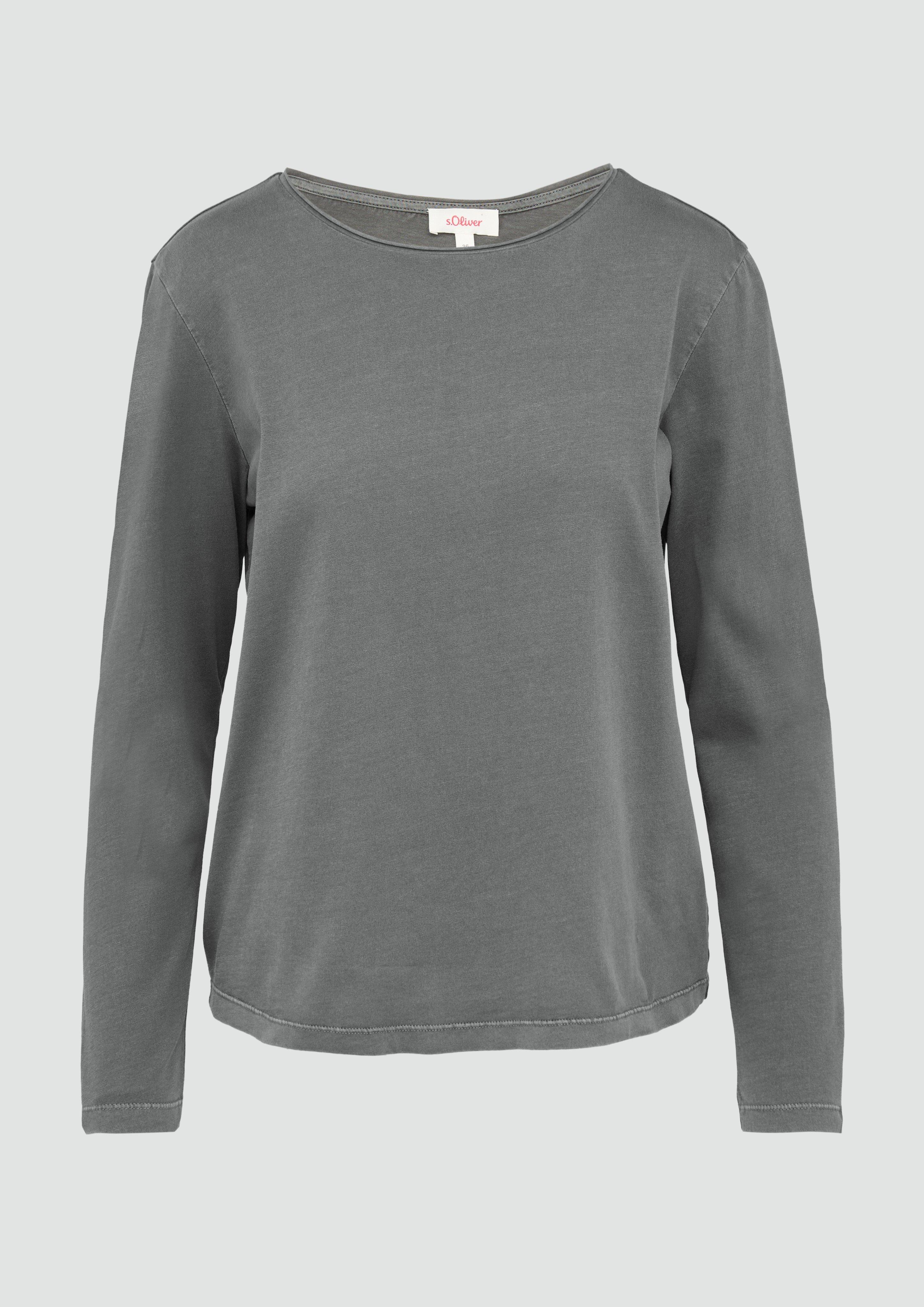 s.Oliver - Longsleeve mit Garment Dye, Damen, grau