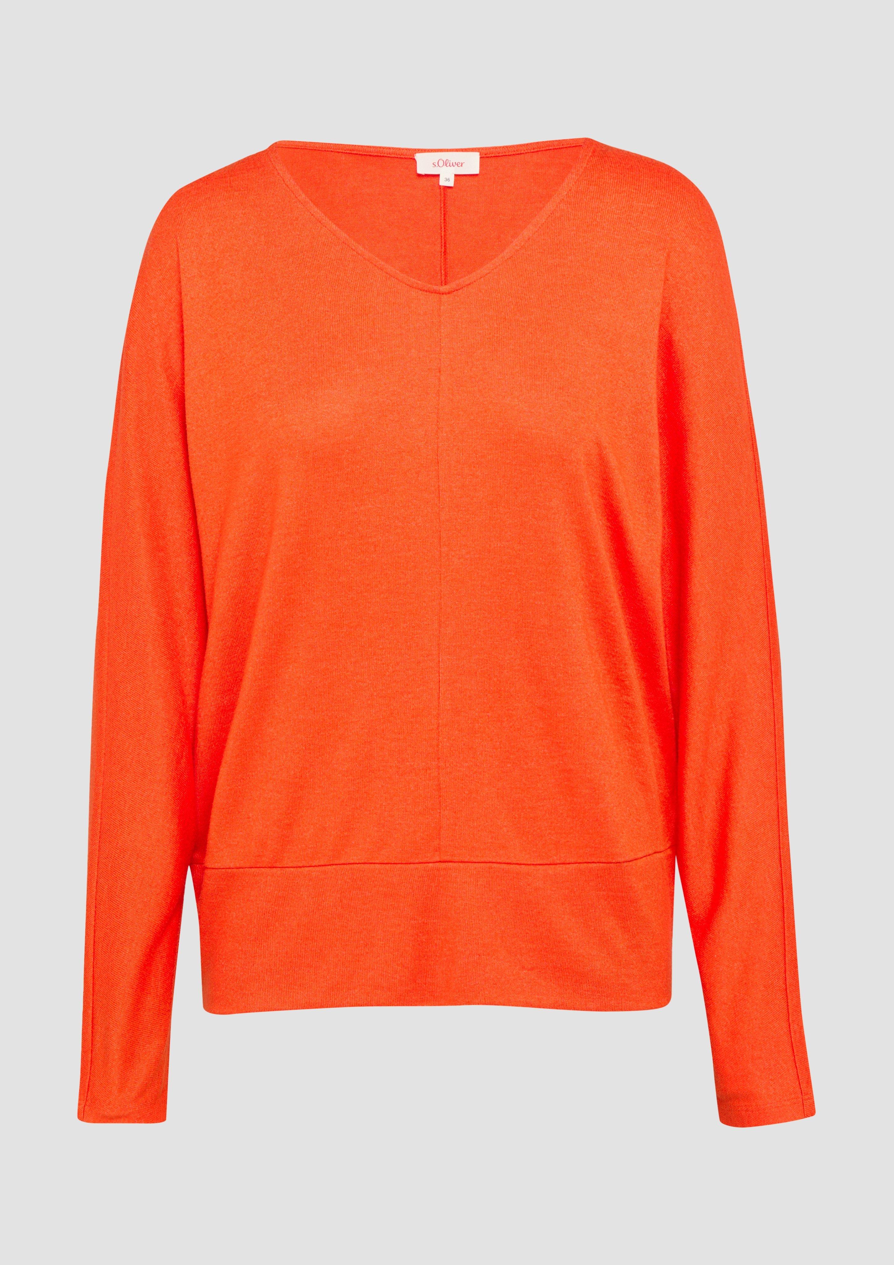 s.Oliver - Langarmshirt mit Fledermausärmeln und breitem Bund, Damen, Orange