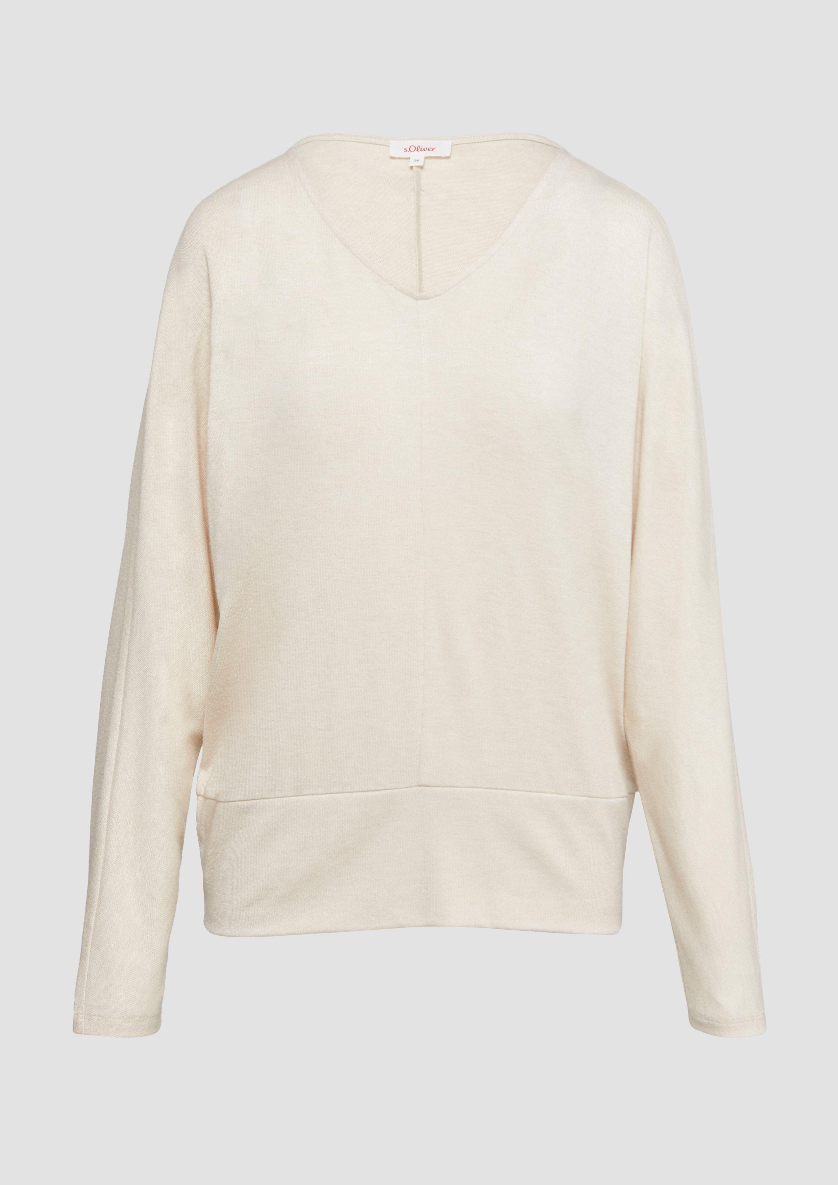 s.Oliver - Langarmshirt mit Fledermausärmeln und breitem Bund, Damen, Beige