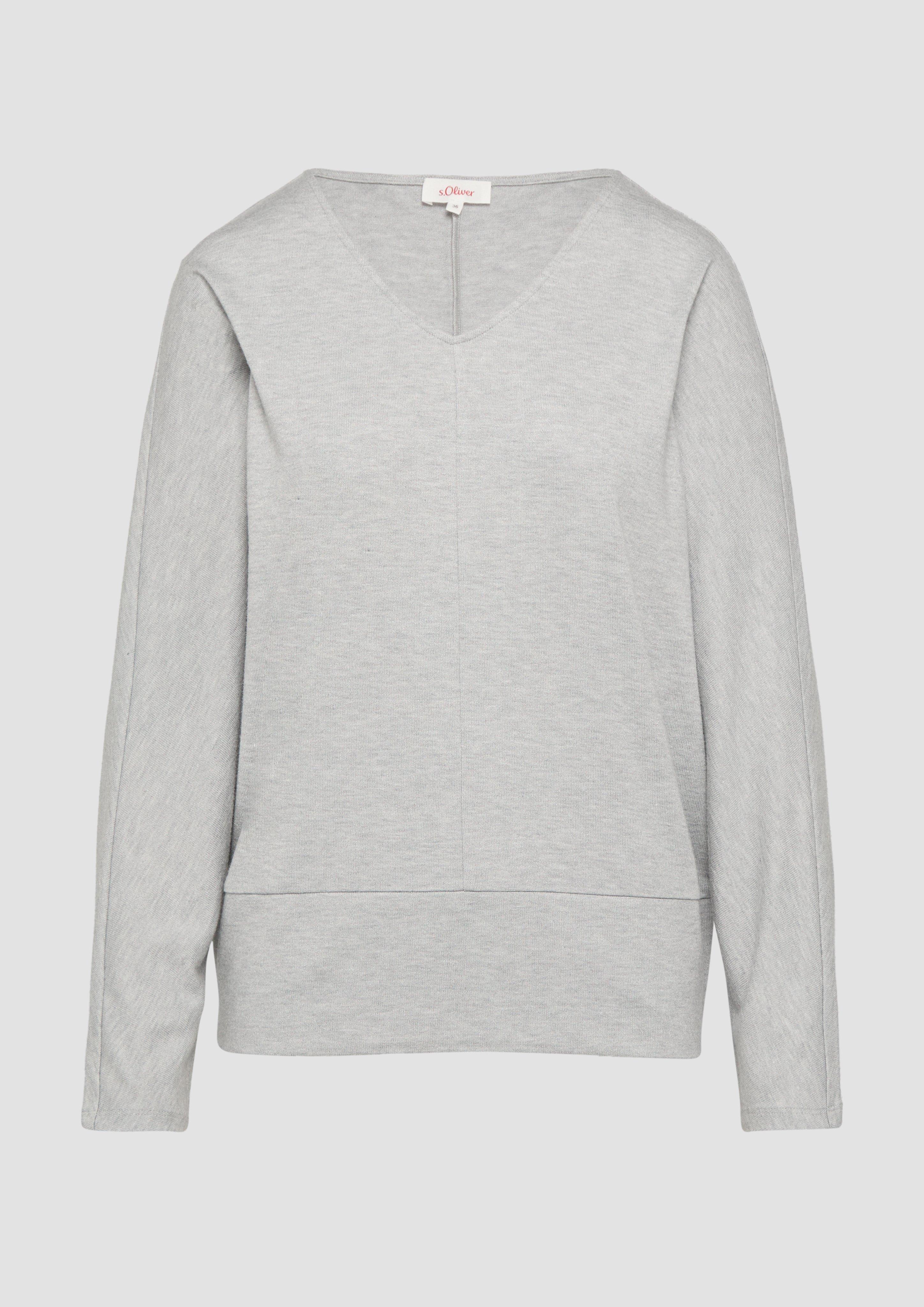 Thumbnail - s.Oliver - Langarmshirt mit Fledermausärmeln und breitem Bund, Damen, grau