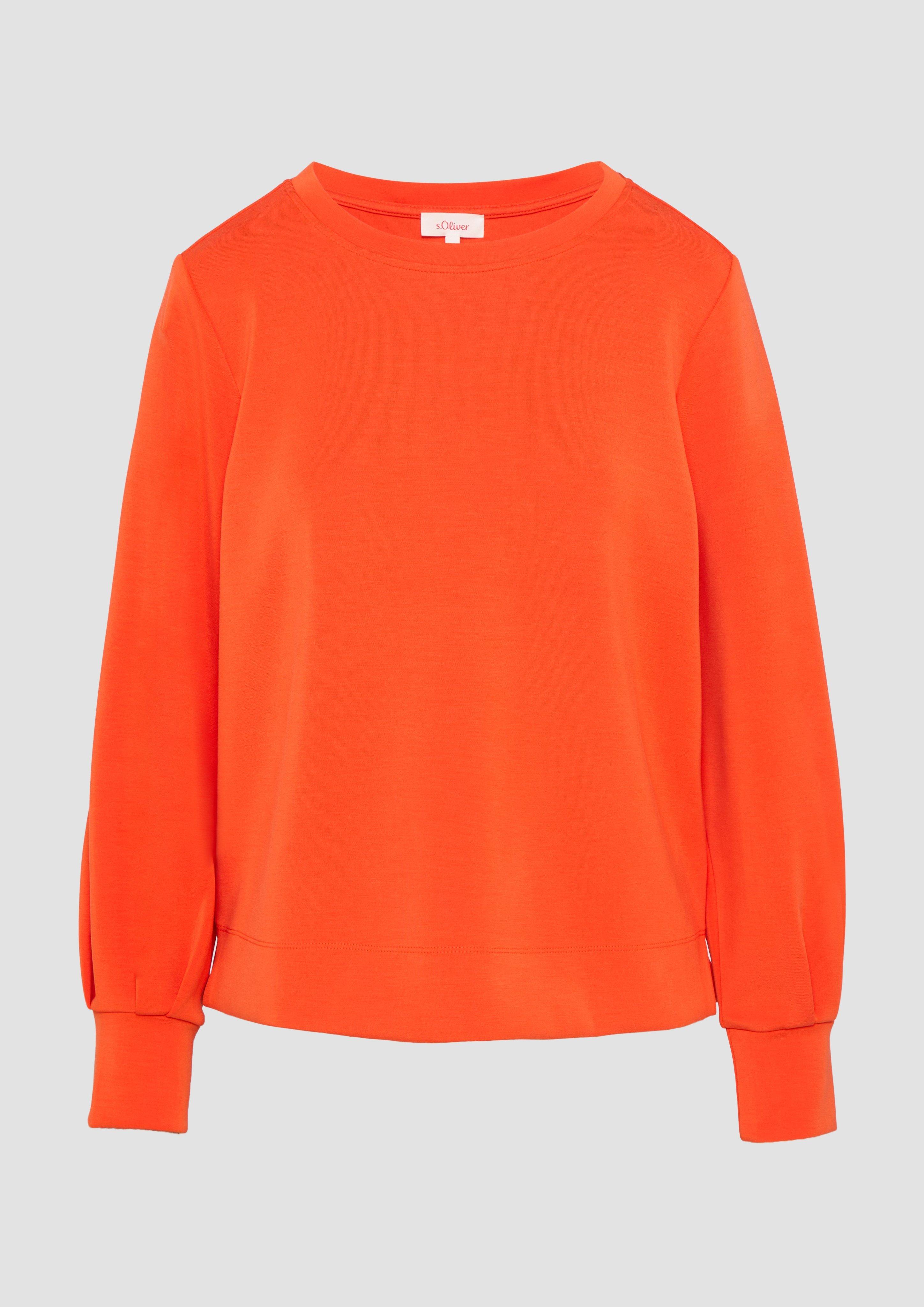 s.Oliver - Scuba-Sweatshirt mit weiten Ärmeln, Damen, Orange