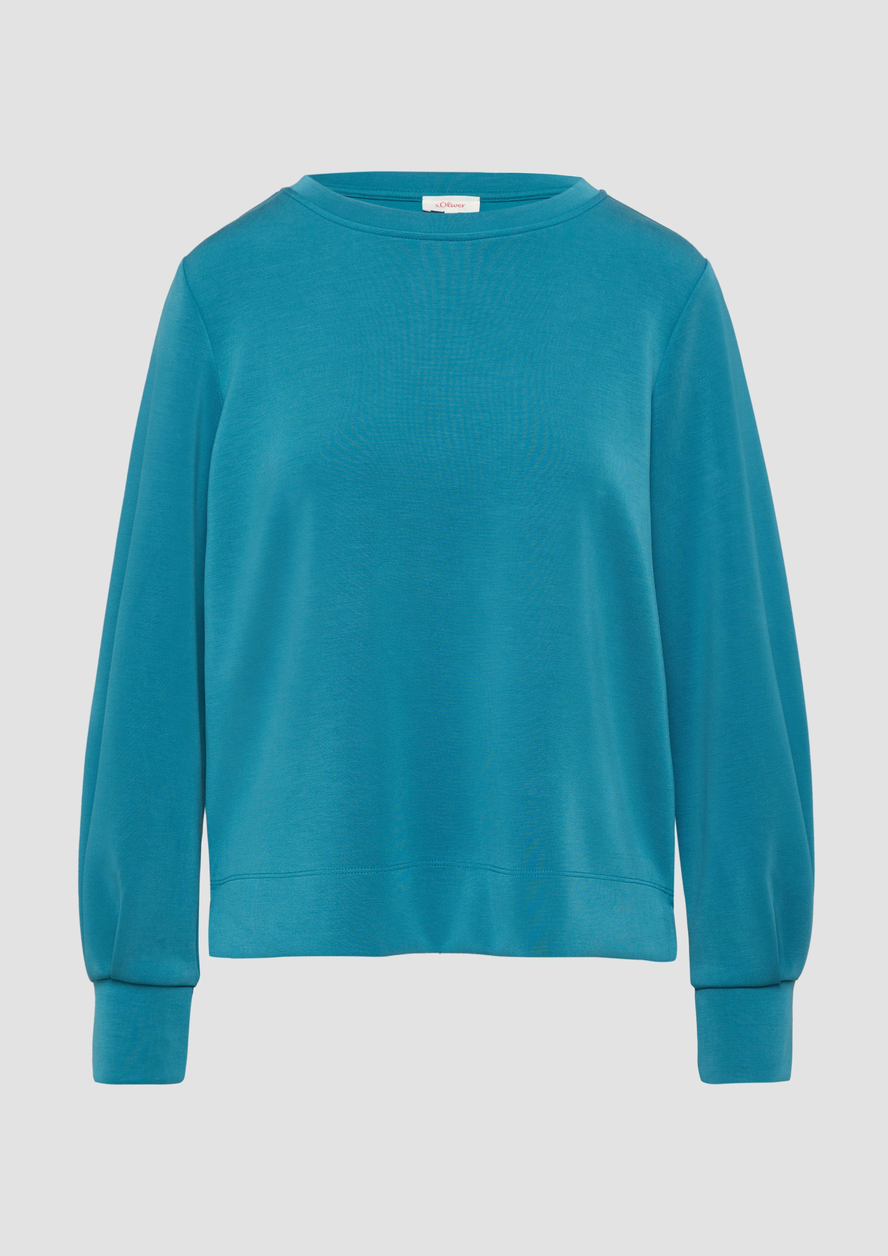 s.Oliver - Scuba-Sweatshirt mit weiten Ärmeln, Damen, Blau