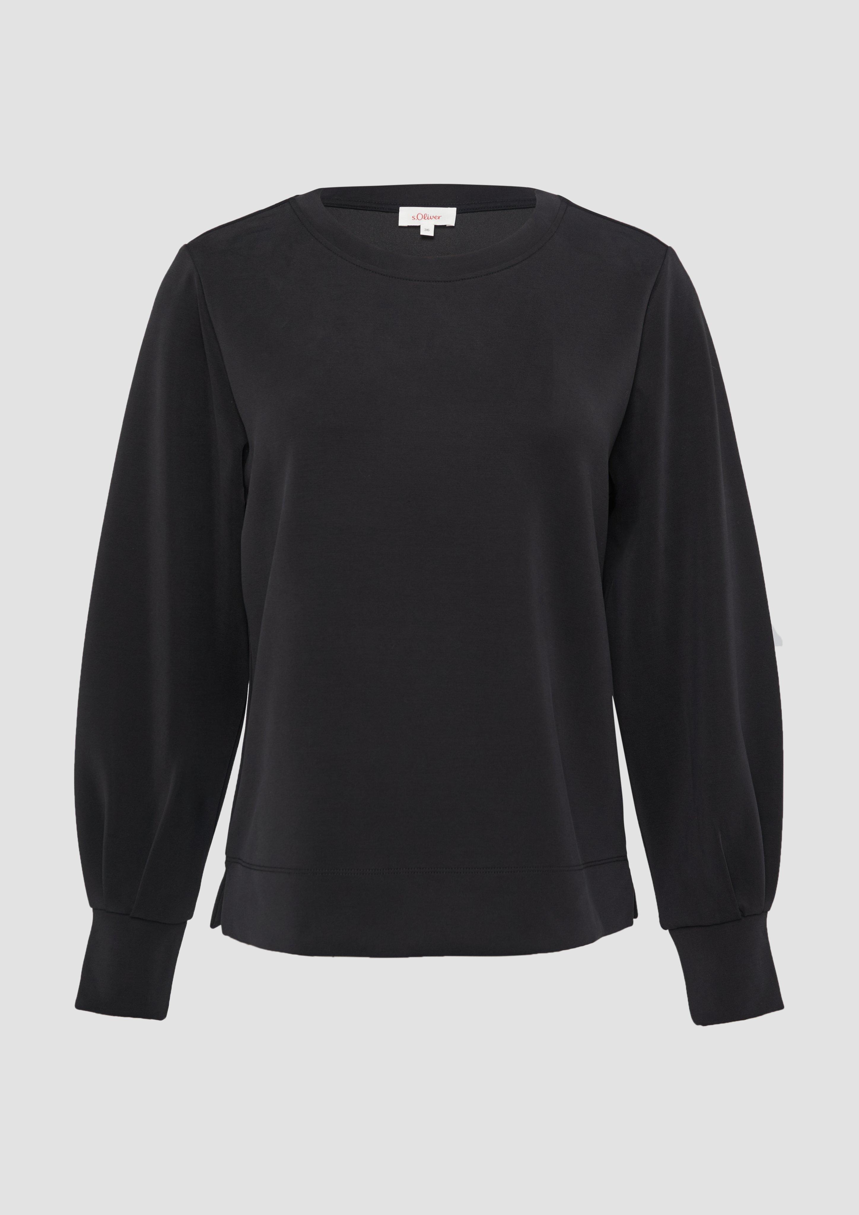 s.Oliver - Scuba-Sweatshirt mit weiten Ärmeln, Damen, schwarz