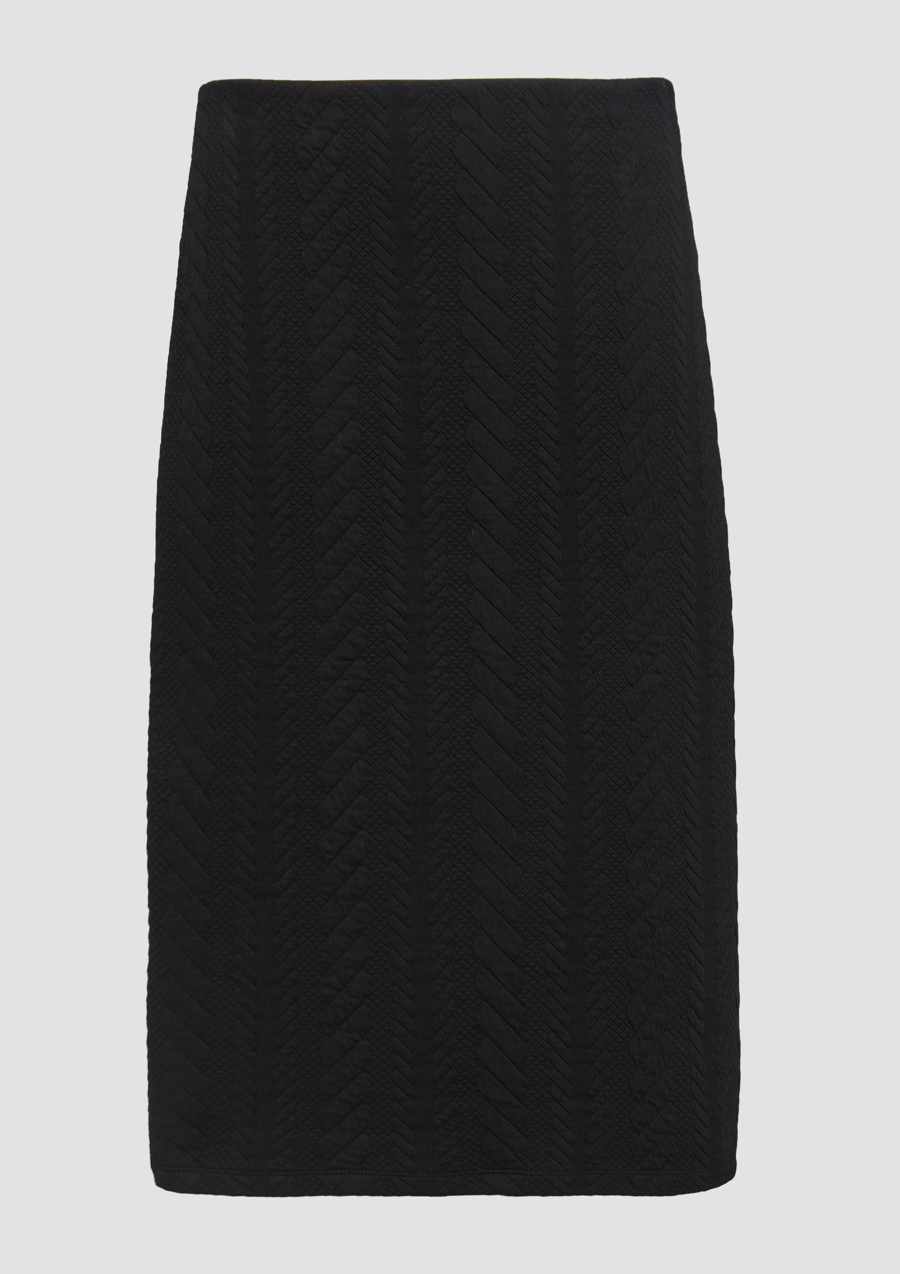 Thumbnail - s.Oliver - Strukturierter Jersey-Rock mit seitlichem Schlitz, Damen, schwarz
