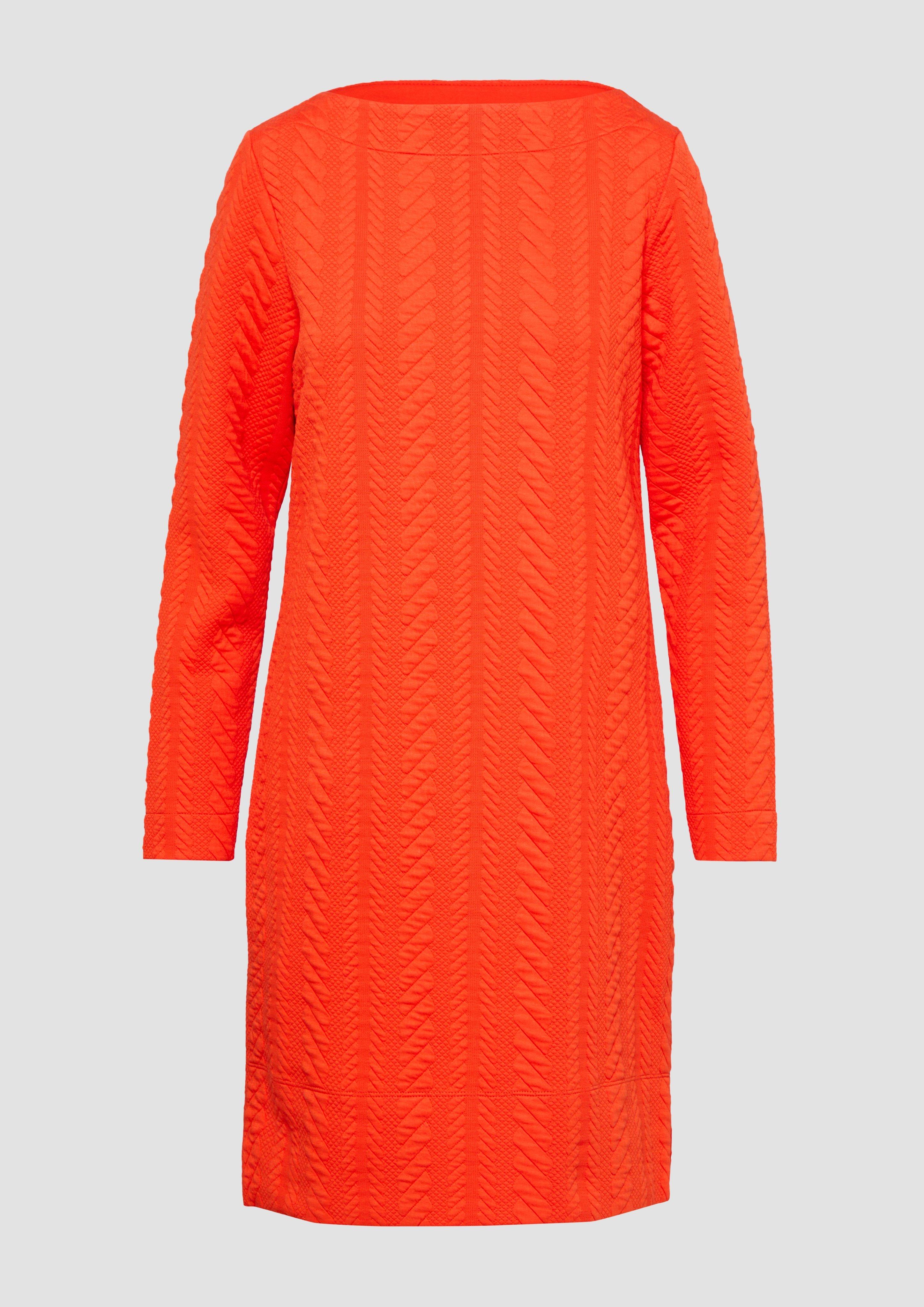 s.Oliver - Strukturiertes Jacquard-Kleid mit U-Boot-Ausschnitt, Damen, Orange