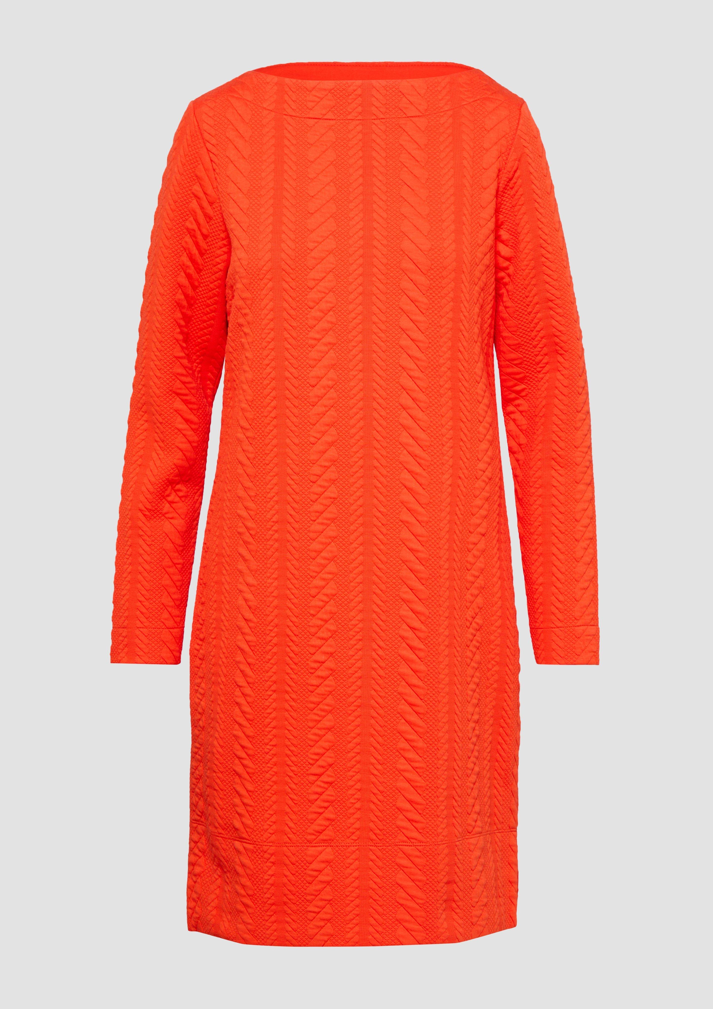 s.Oliver - Strukturiertes Jacquard-Kleid mit U-Boot-Ausschnitt, Damen, Orange