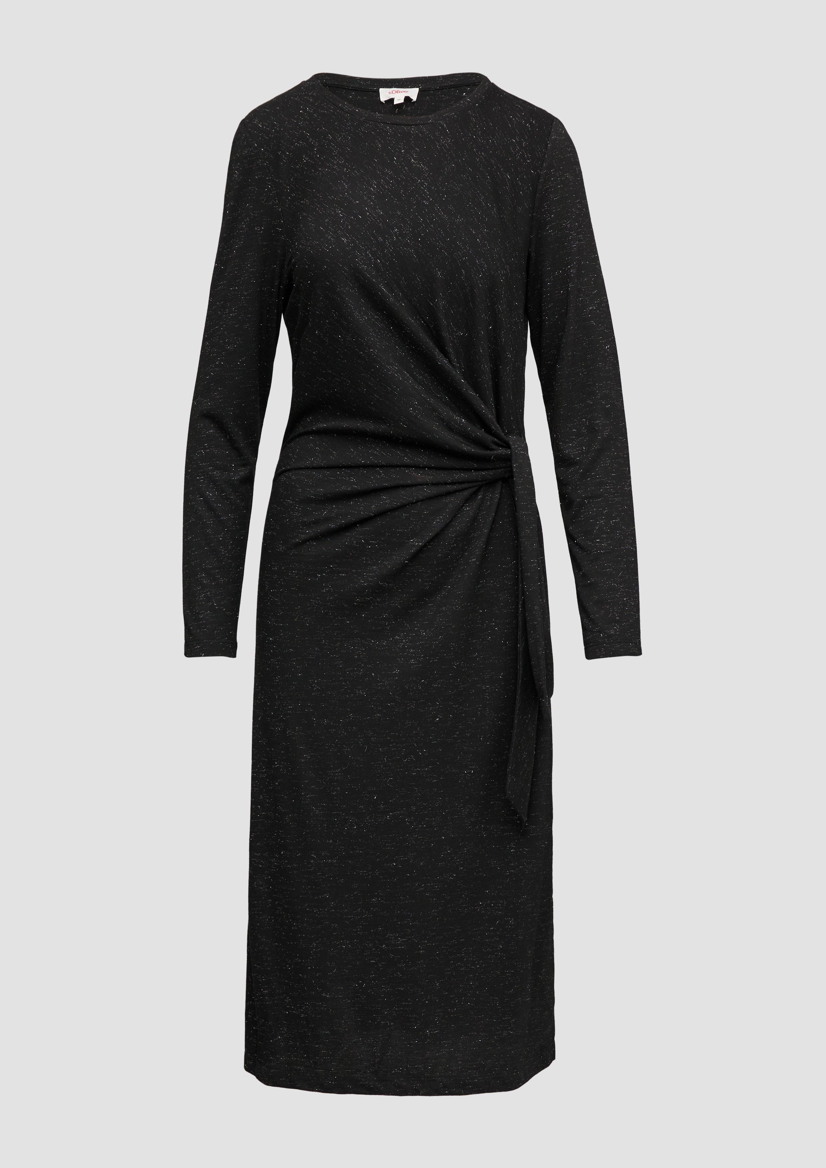 s.Oliver - Glitzerndes Jersey-Kleid mit Knotendetail, Damen, schwarz