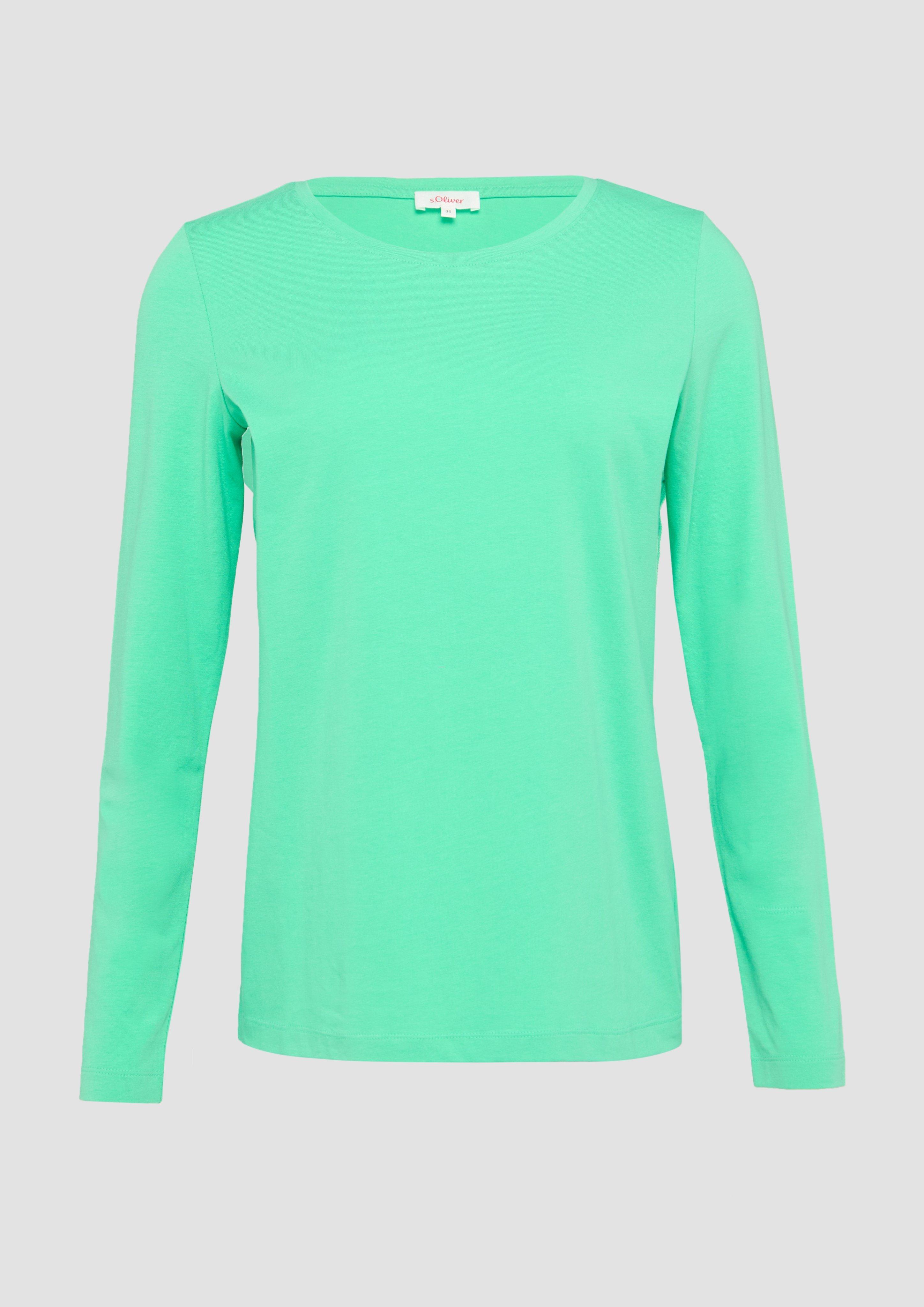 s.Oliver - Longsleeve im Slim Fit aus Baumwollstretch, Damen, grün