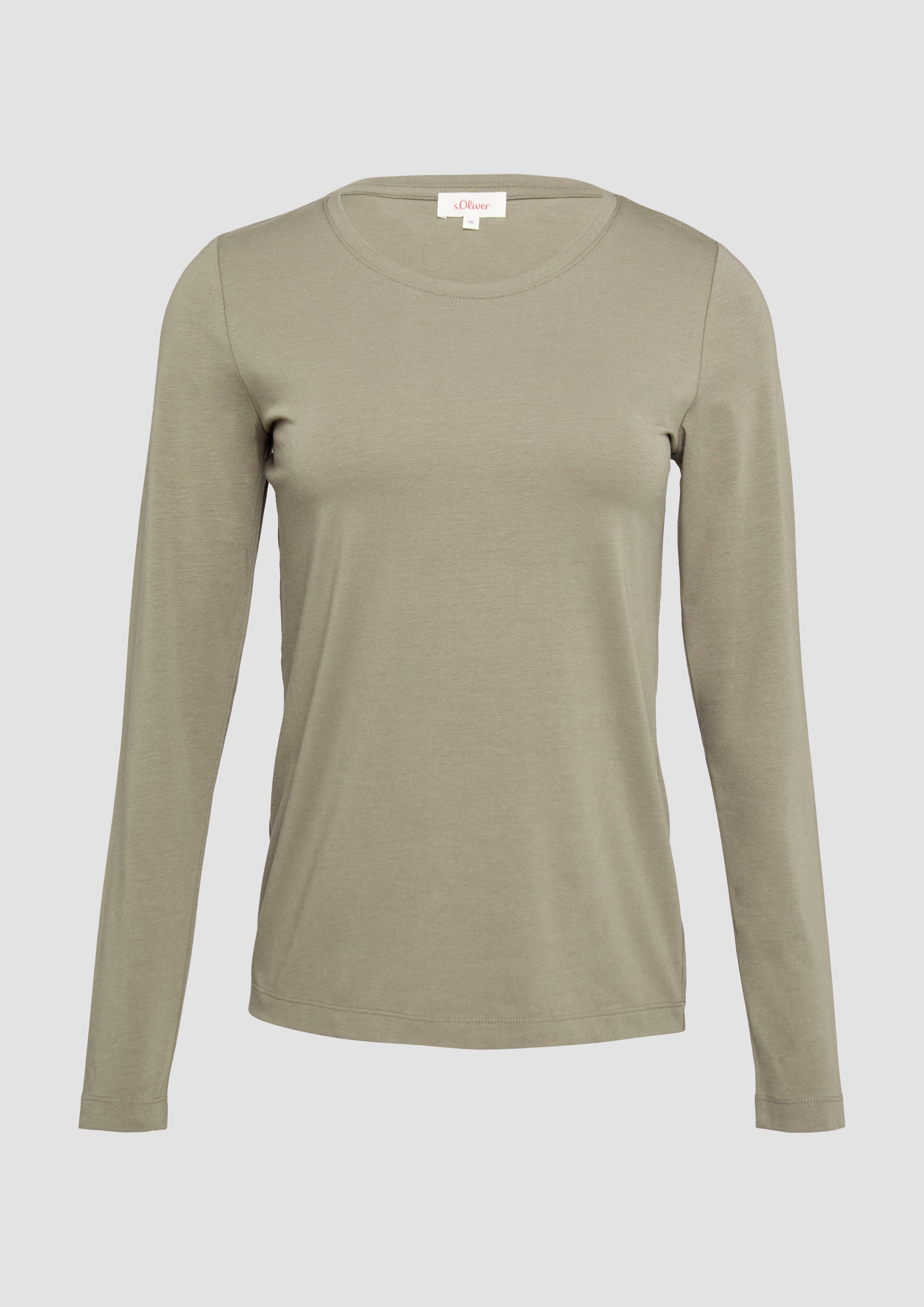 s.Oliver - Longsleeve im Slim Fit aus Baumwollstretch, Damen, braun