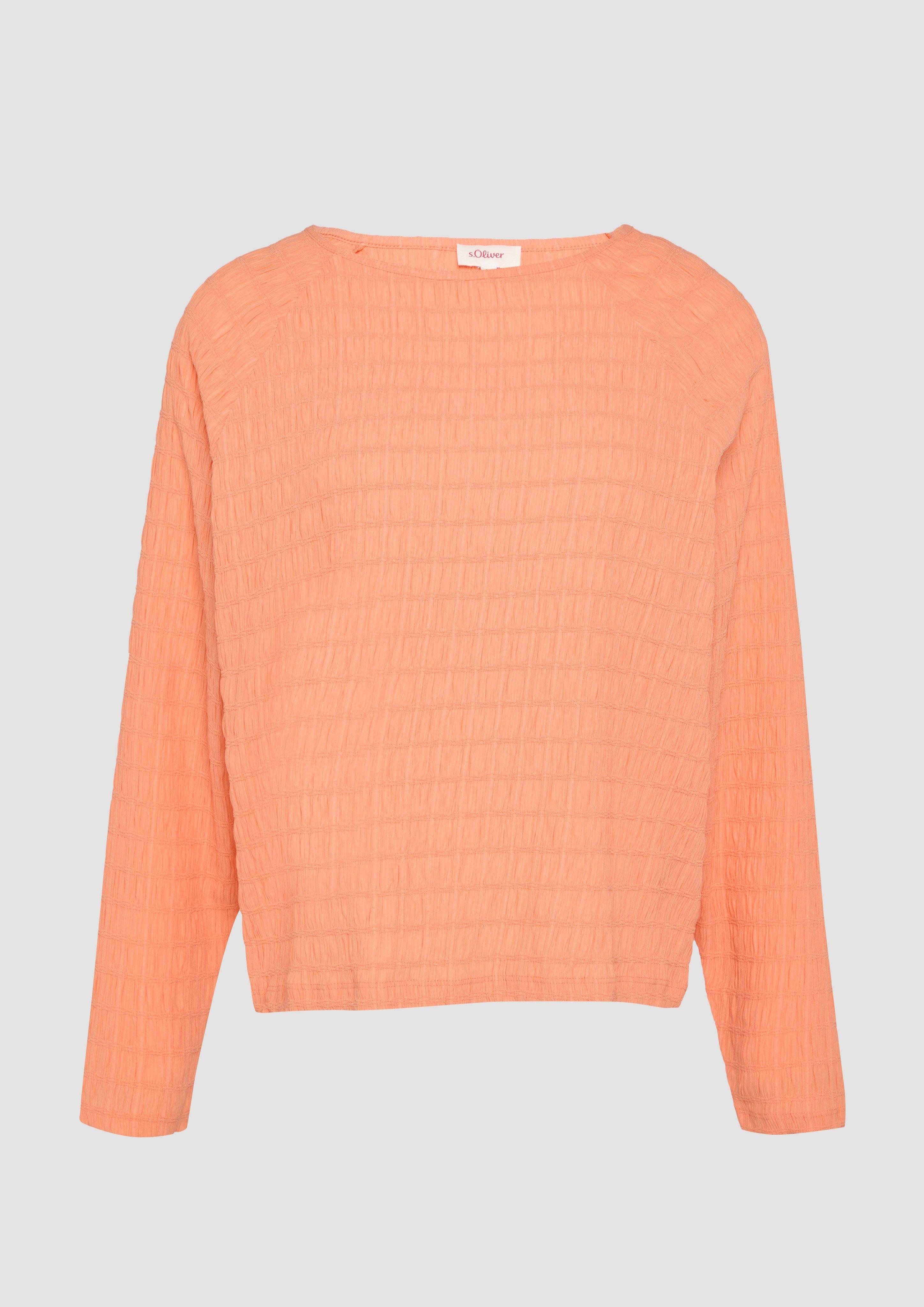 s.Oliver - Strukturiertes Jersey-Shirt mit Raglan-Ärmeln, Damen, Orange