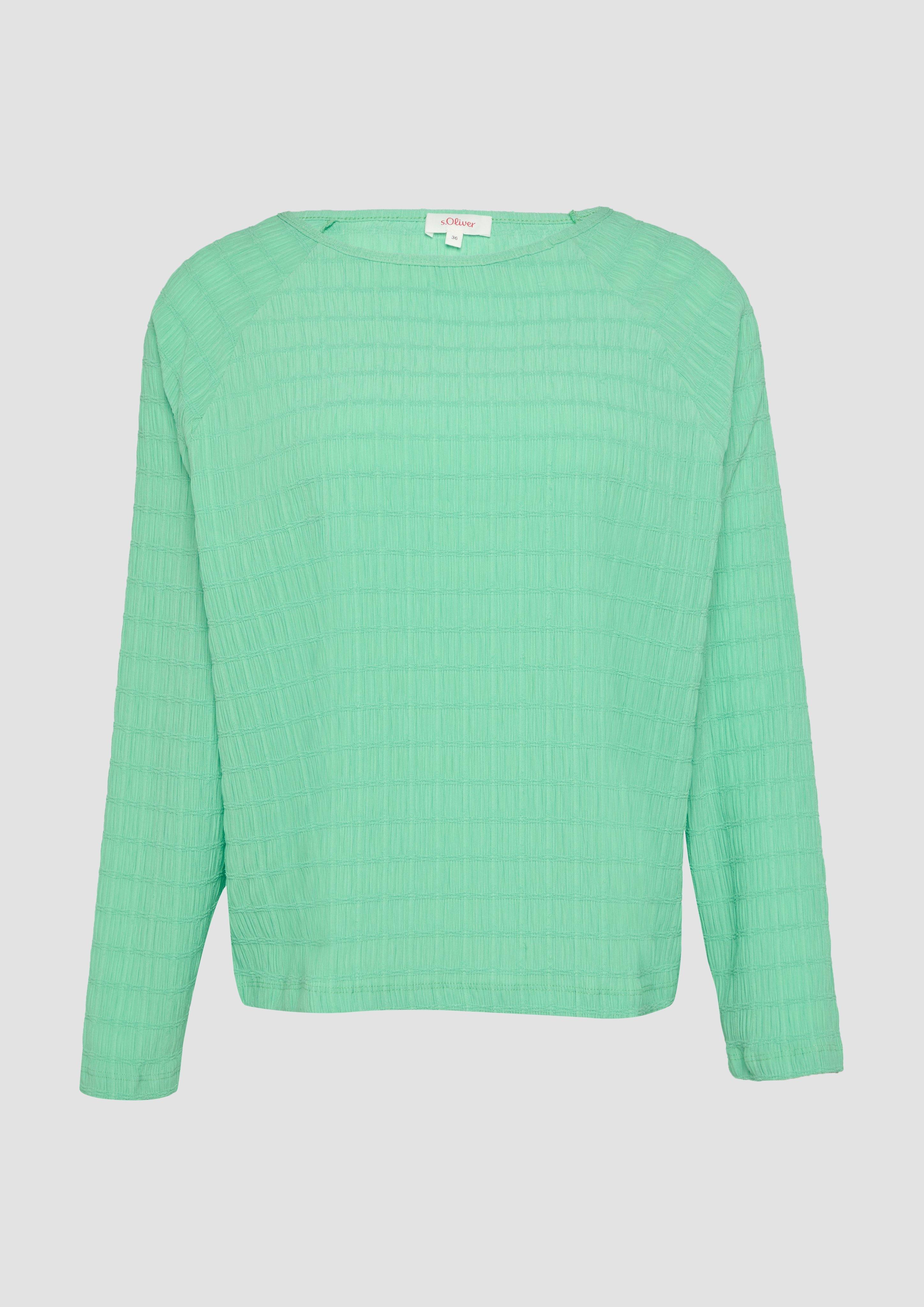 Thumbnail - s.Oliver - Strukturiertes Jersey-Shirt mit Raglan-Ärmeln, Damen, grün