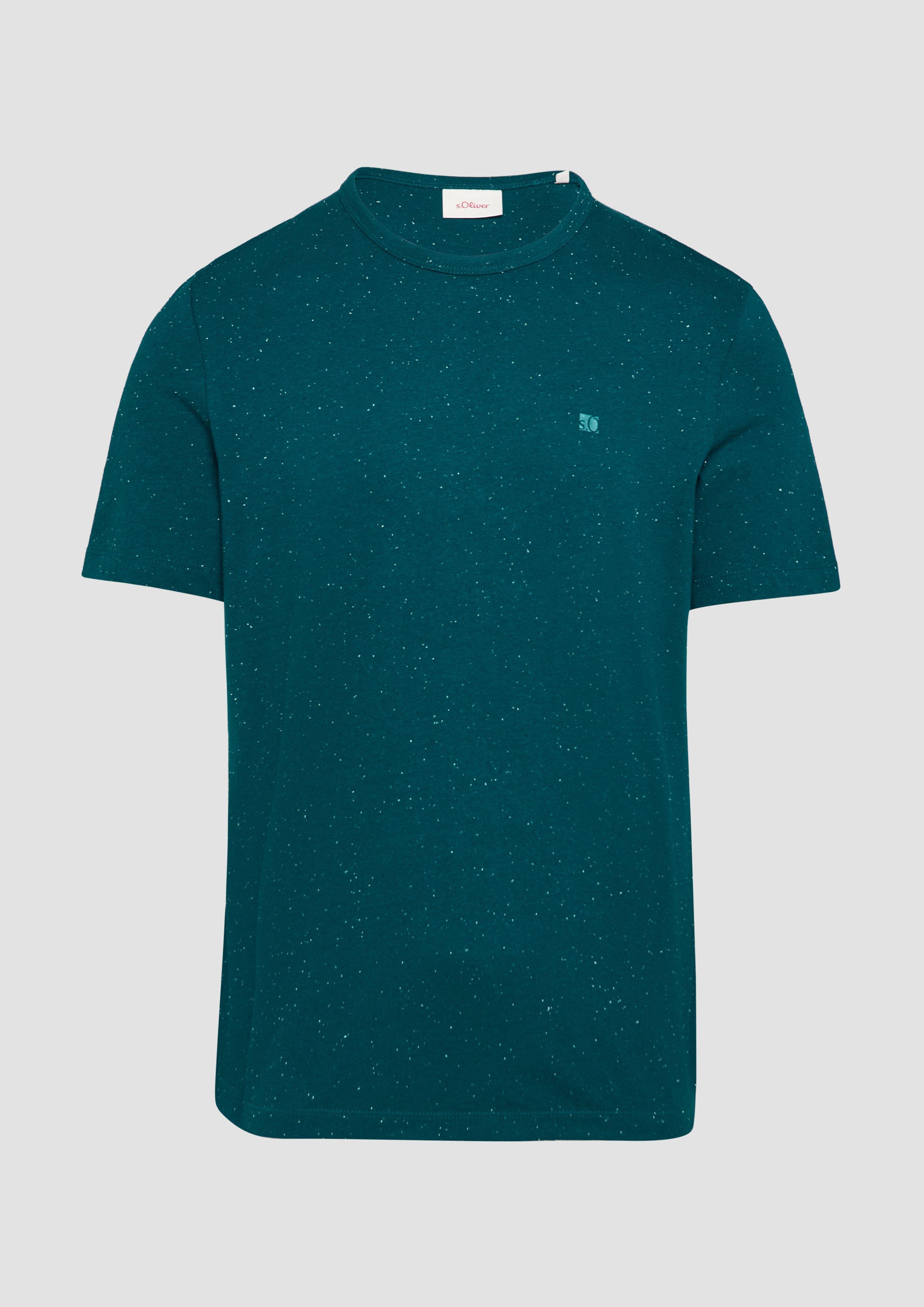 s.Oliver - Kurzärmeliges Crew-Neck-Shirt mit Logo, Herren, Blau