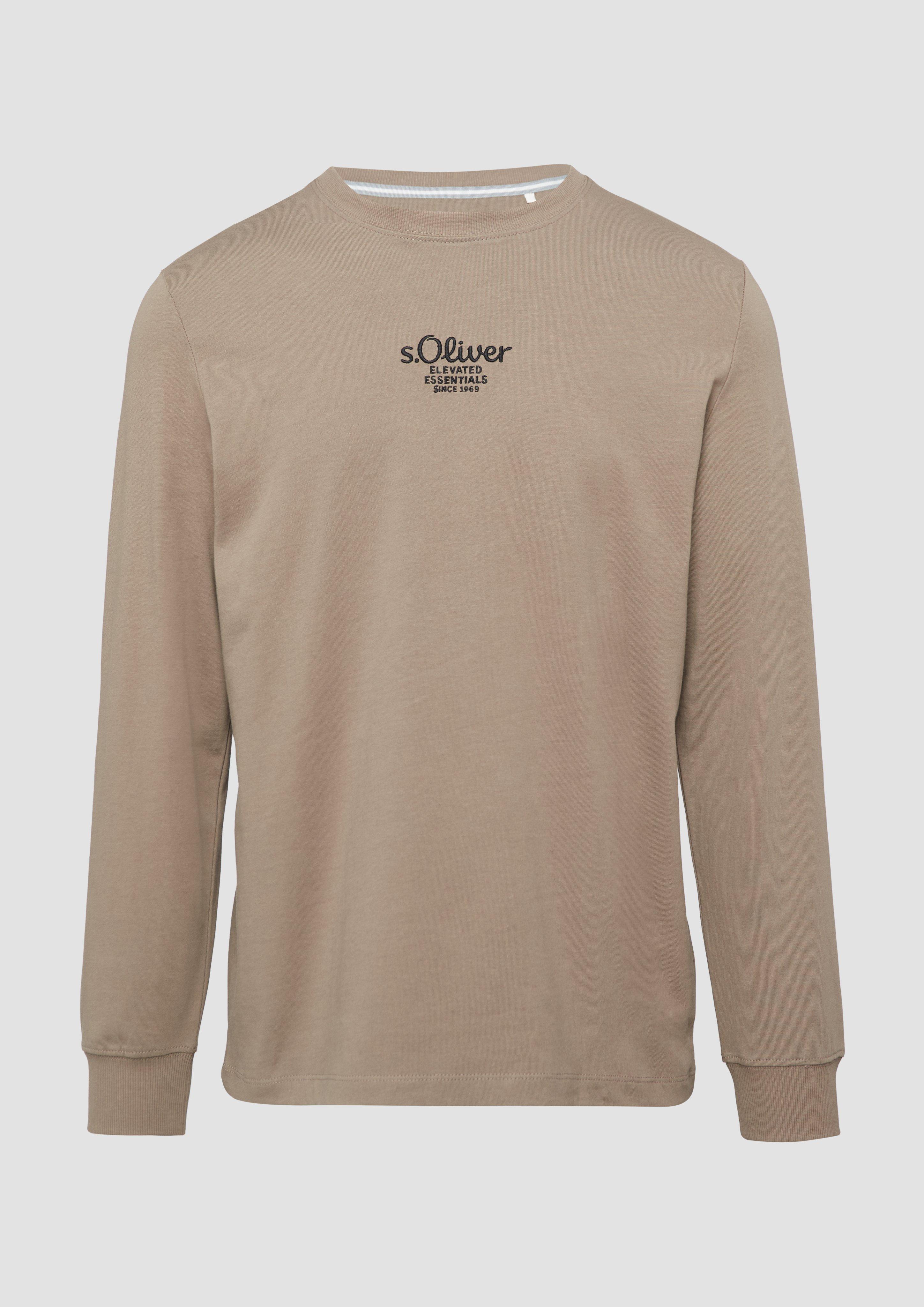 s.Oliver - Langarmshirt mit Logo-Stickerei, Herren, braun