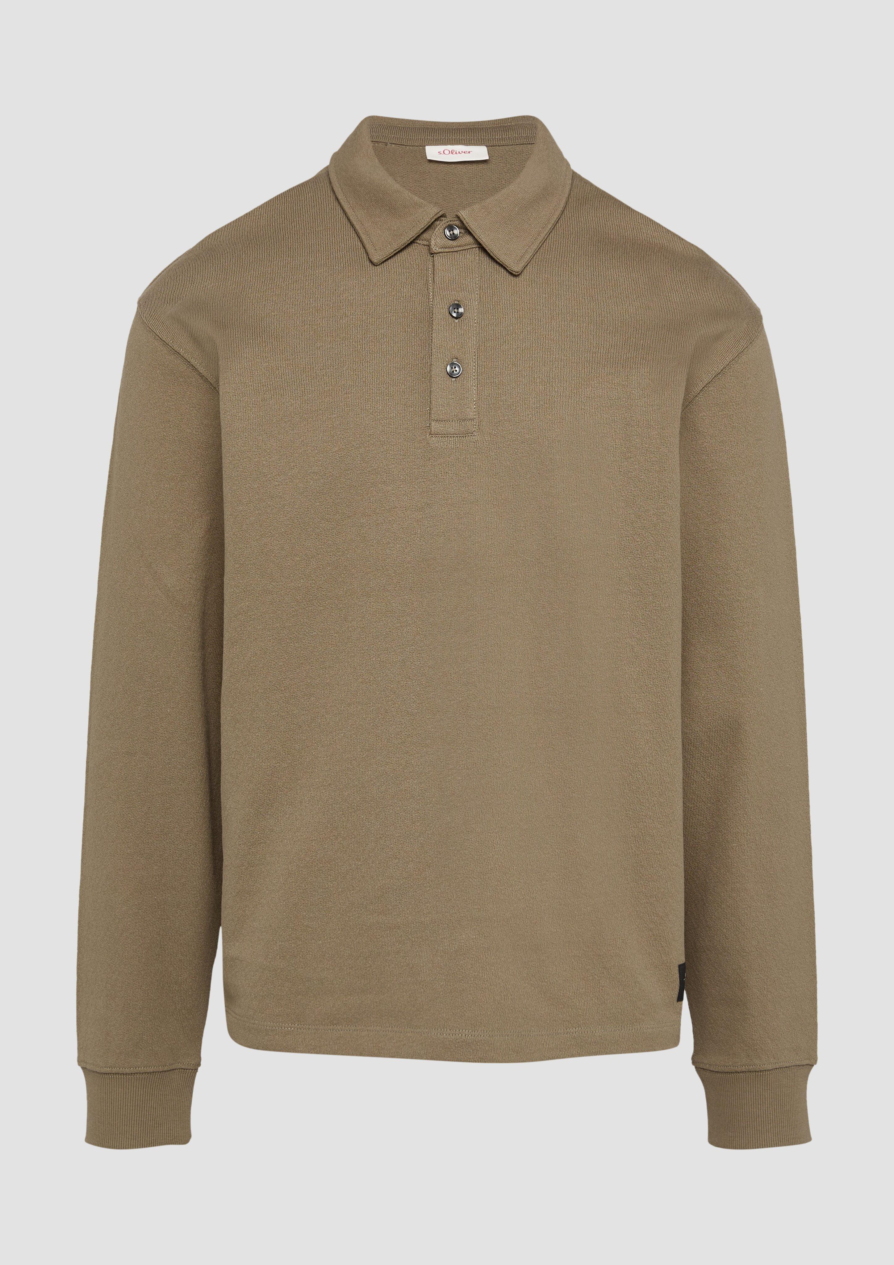s.Oliver - Strukturiertes Langarm-Poloshirt im Relaxed Fit, Herren, braun