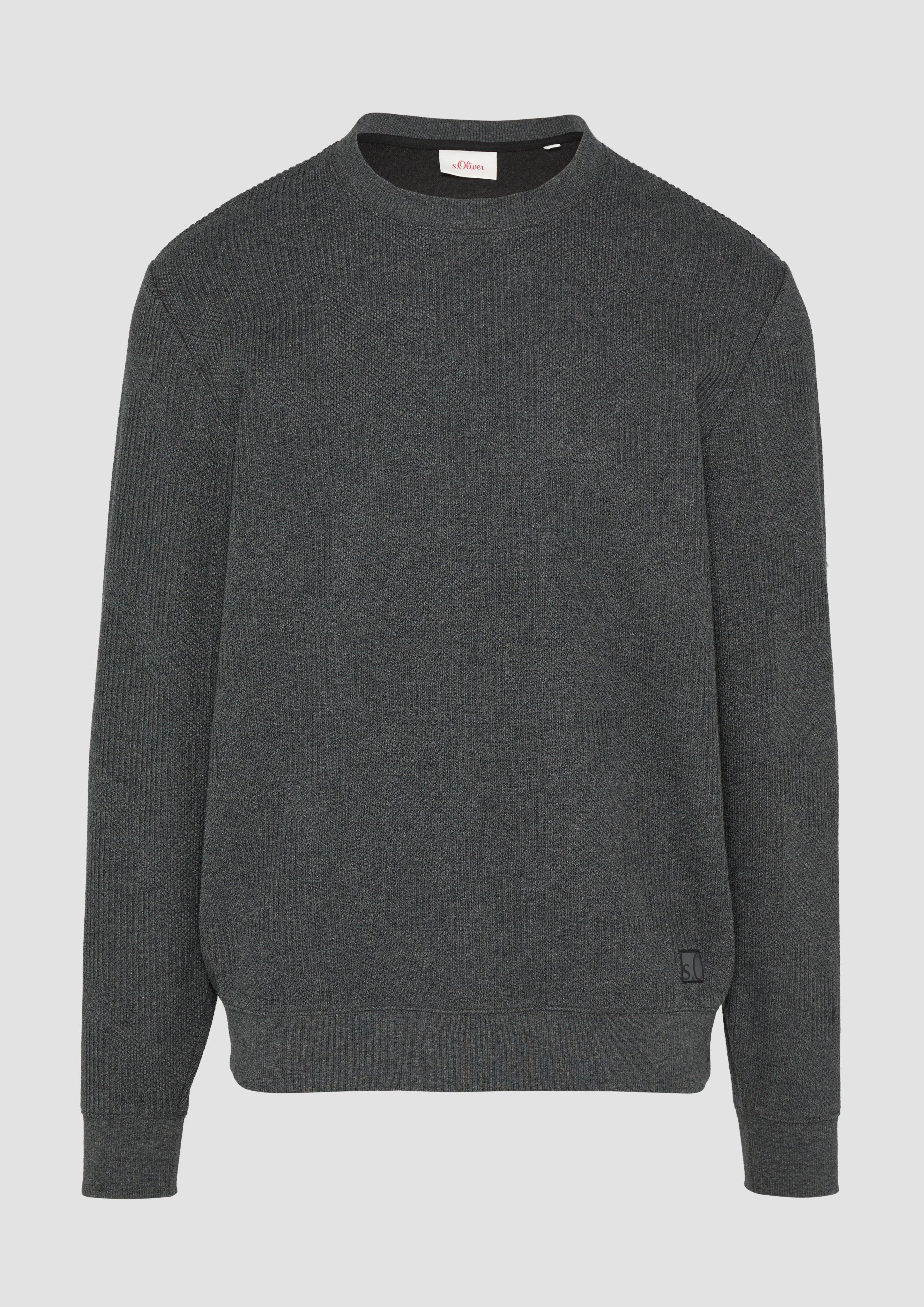 s.Oliver - Sweatshirt aus Jacquard in Strick-Optik, Herren, grau