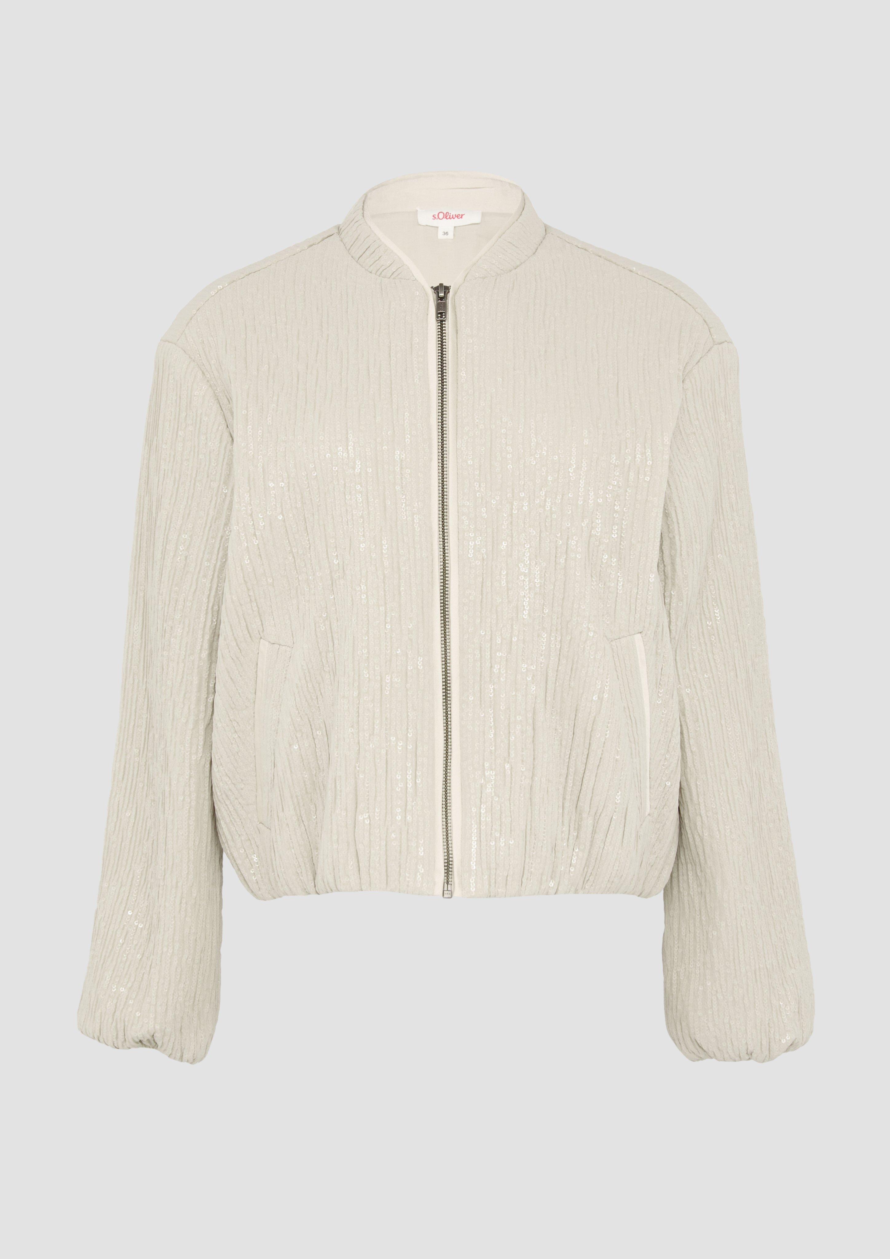 s.Oliver - Blouson mit Pailletten, Damen, Beige