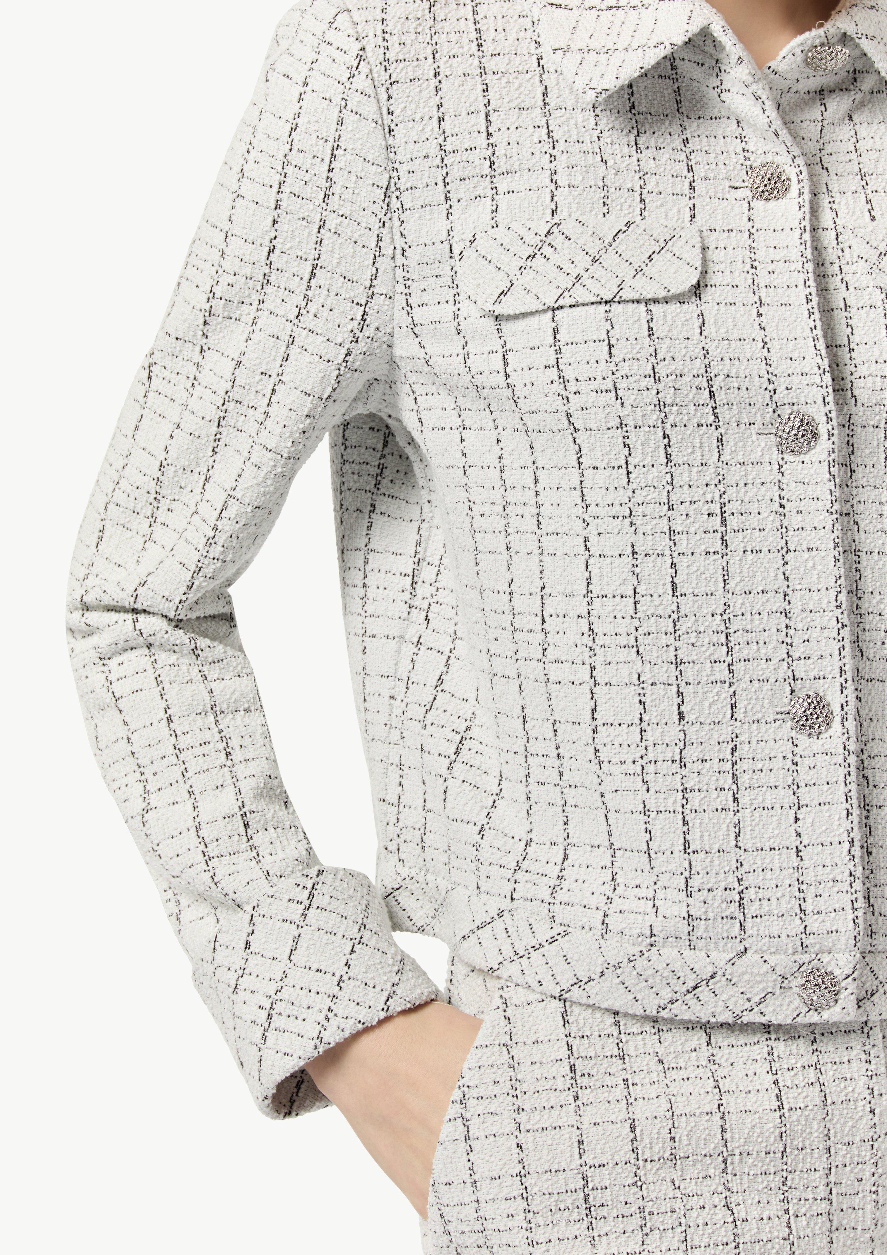 Bouclé jersey jacket with metallic yarn - light grey | Comma Bouclé jersey jacket with metallic yarn - light grey | Comma