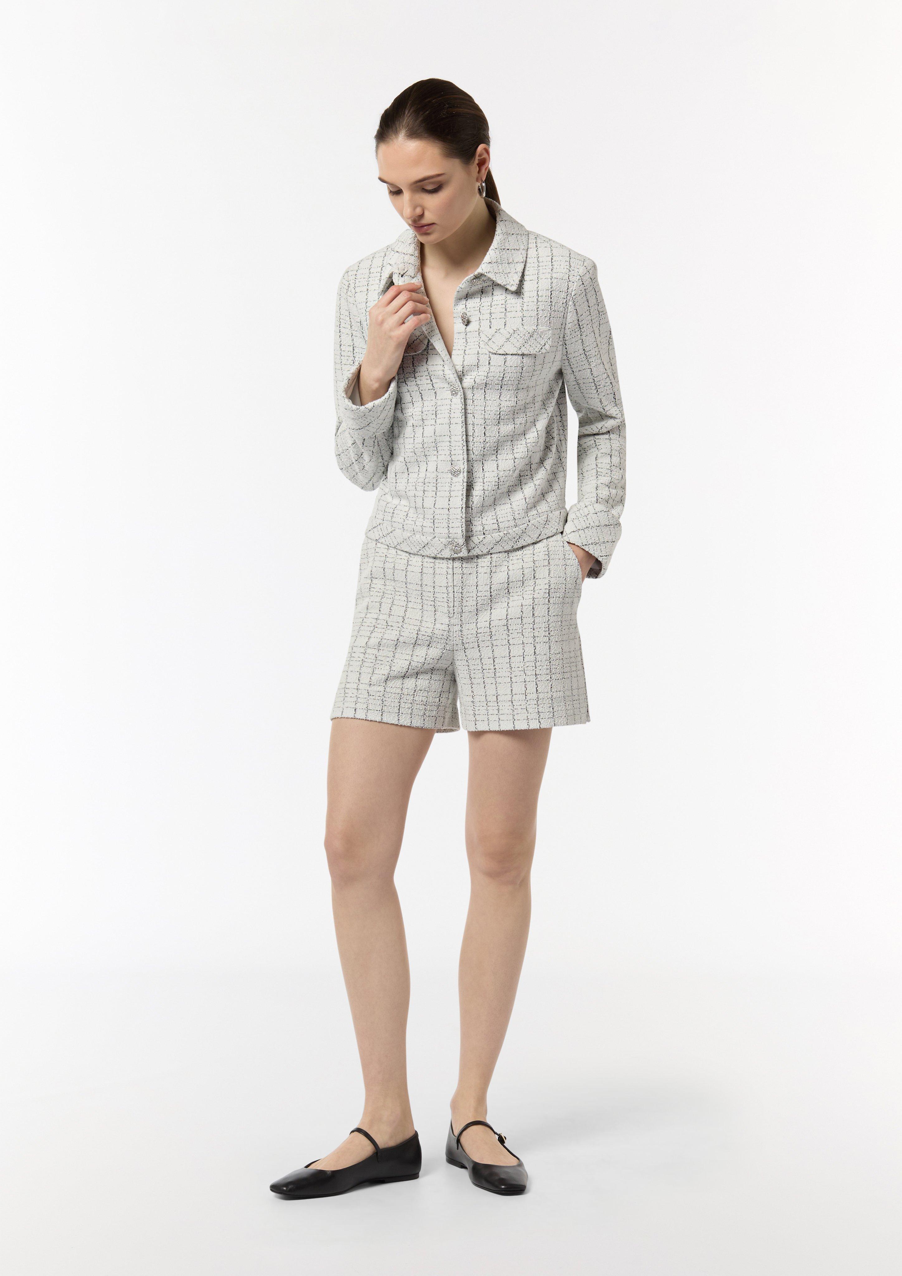 Bouclé jersey jacket with metallic yarn - light grey | Comma Bouclé jersey jacket with metallic yarn - light grey | Comma