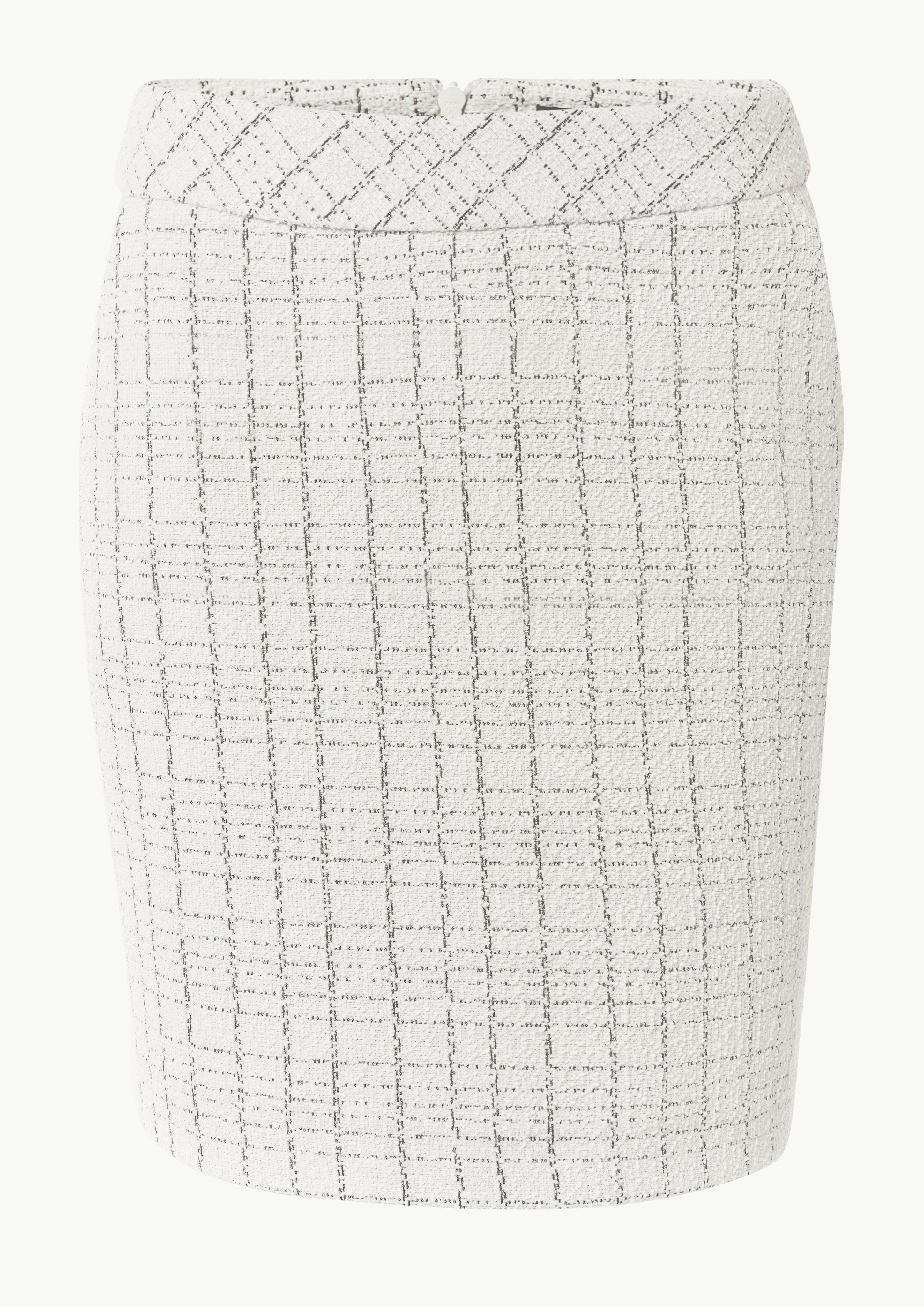 Bouclé jersey skirt with metallic yarn - light grey | Comma Bouclé jersey skirt with metallic yarn - light grey | Comma