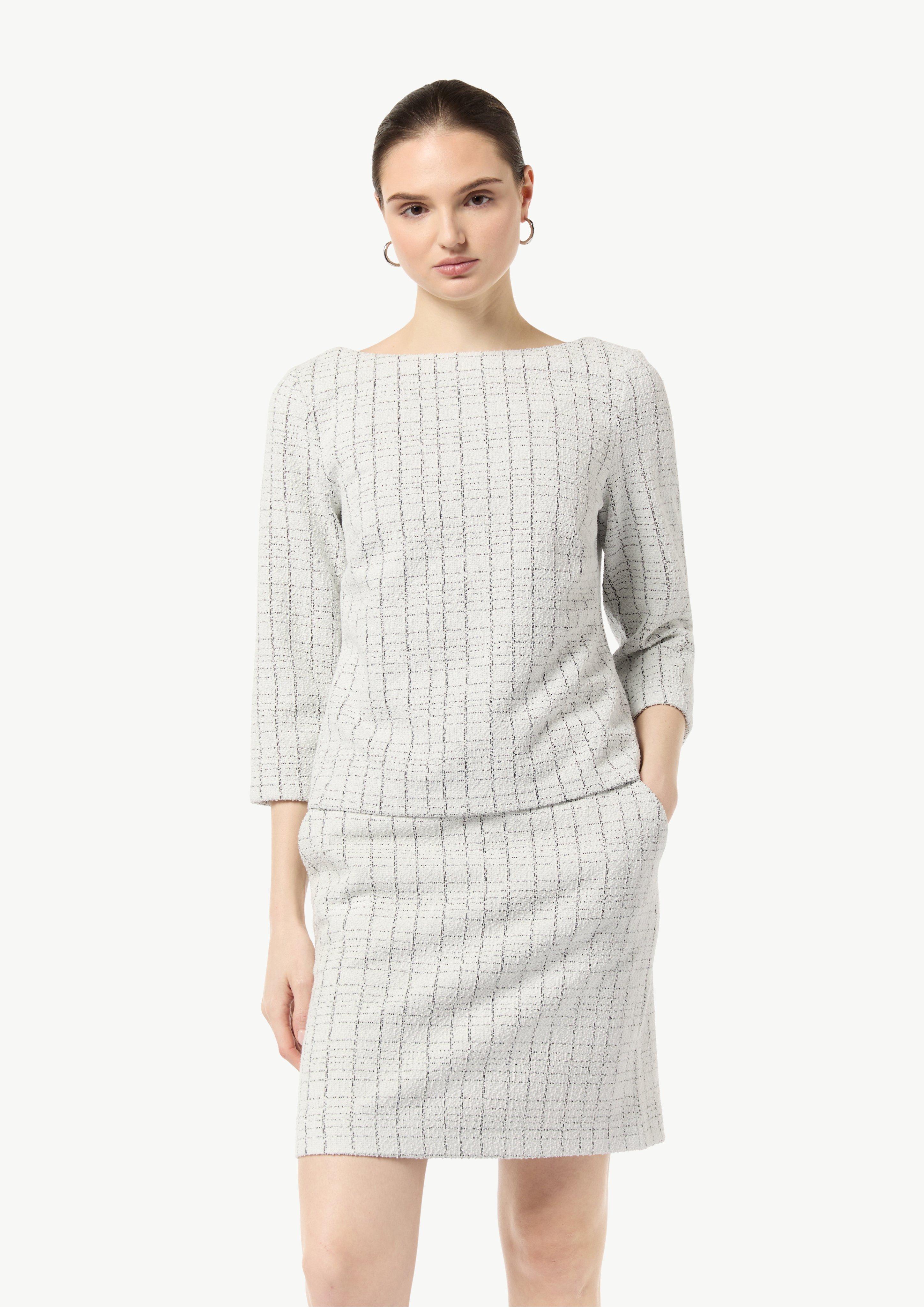 Bouclé jersey top with metallic yarn - light grey | Comma Bouclé jersey top with metallic yarn - light grey | Comma