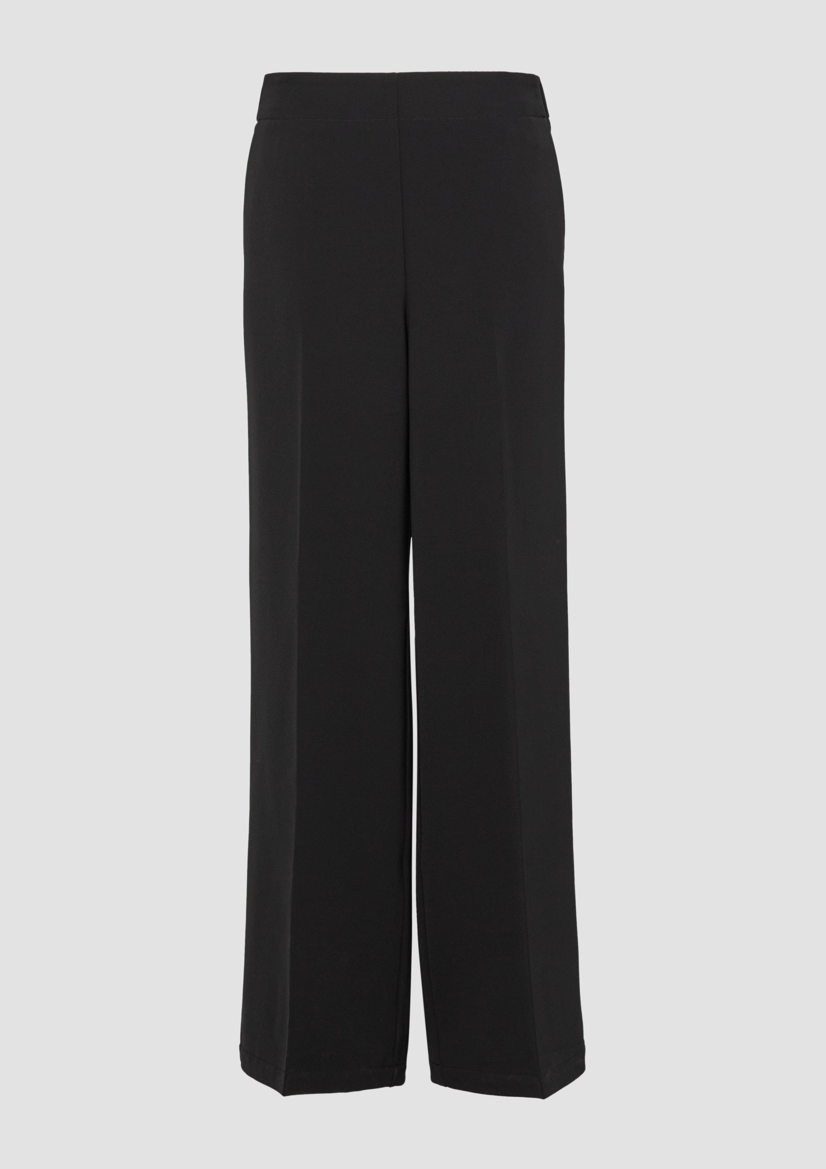 s.Oliver - Wide-Leg-Hose mit elastischem Bund, Damen, schwarz