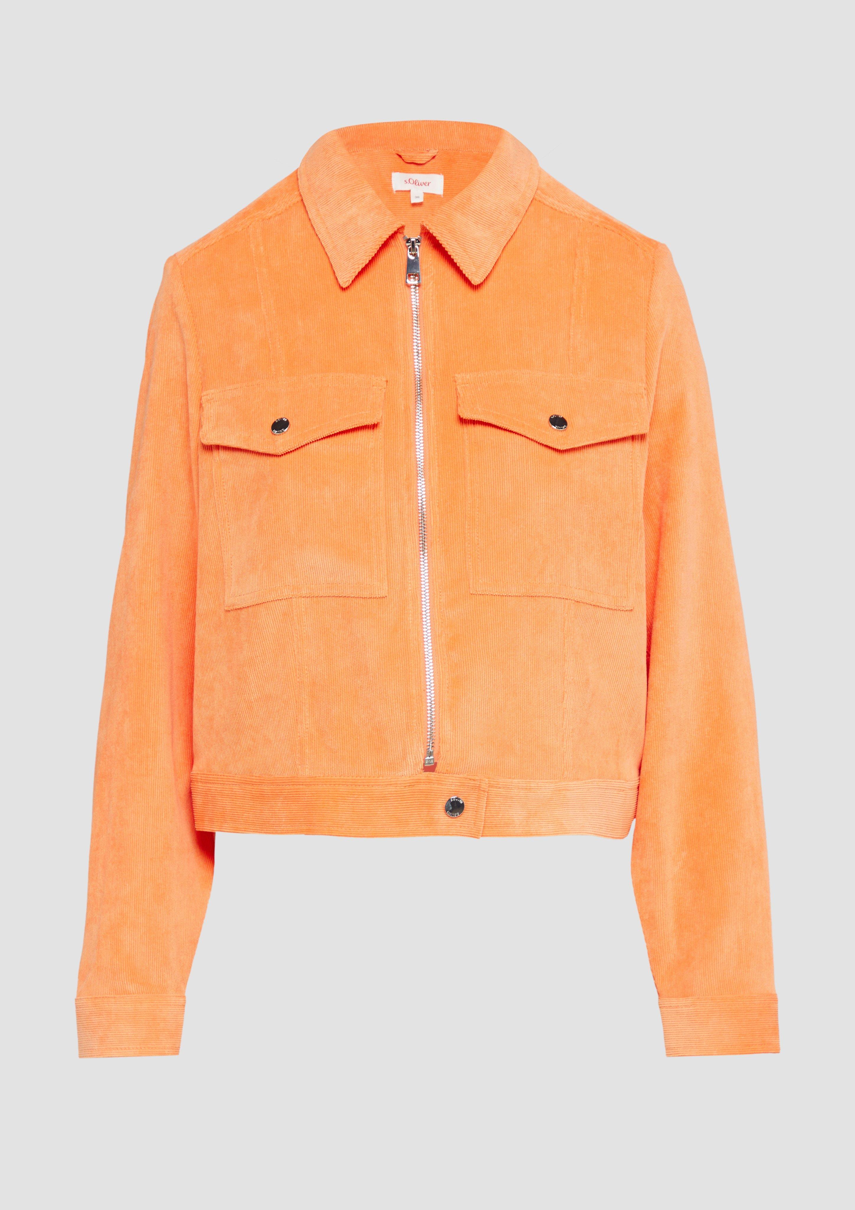 s.Oliver - Kurze Cordjacke mit aufgesetzten Taschen, Damen, Orange